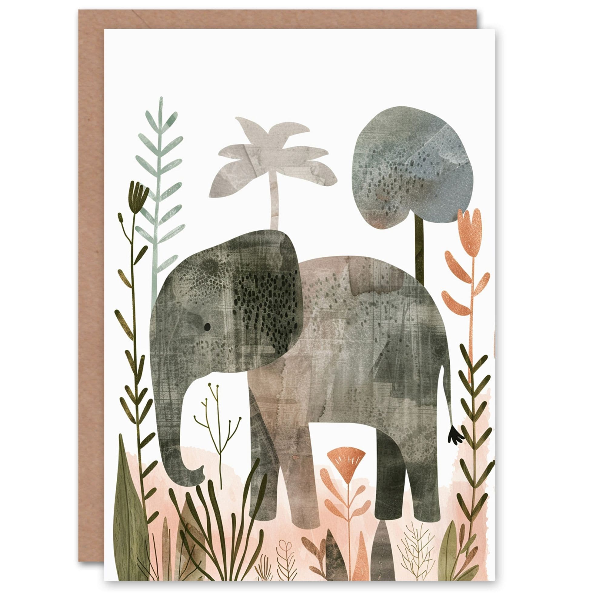 Birthday Card Elephant Safari Nature Cute Animal Son Daughter Greeting Card