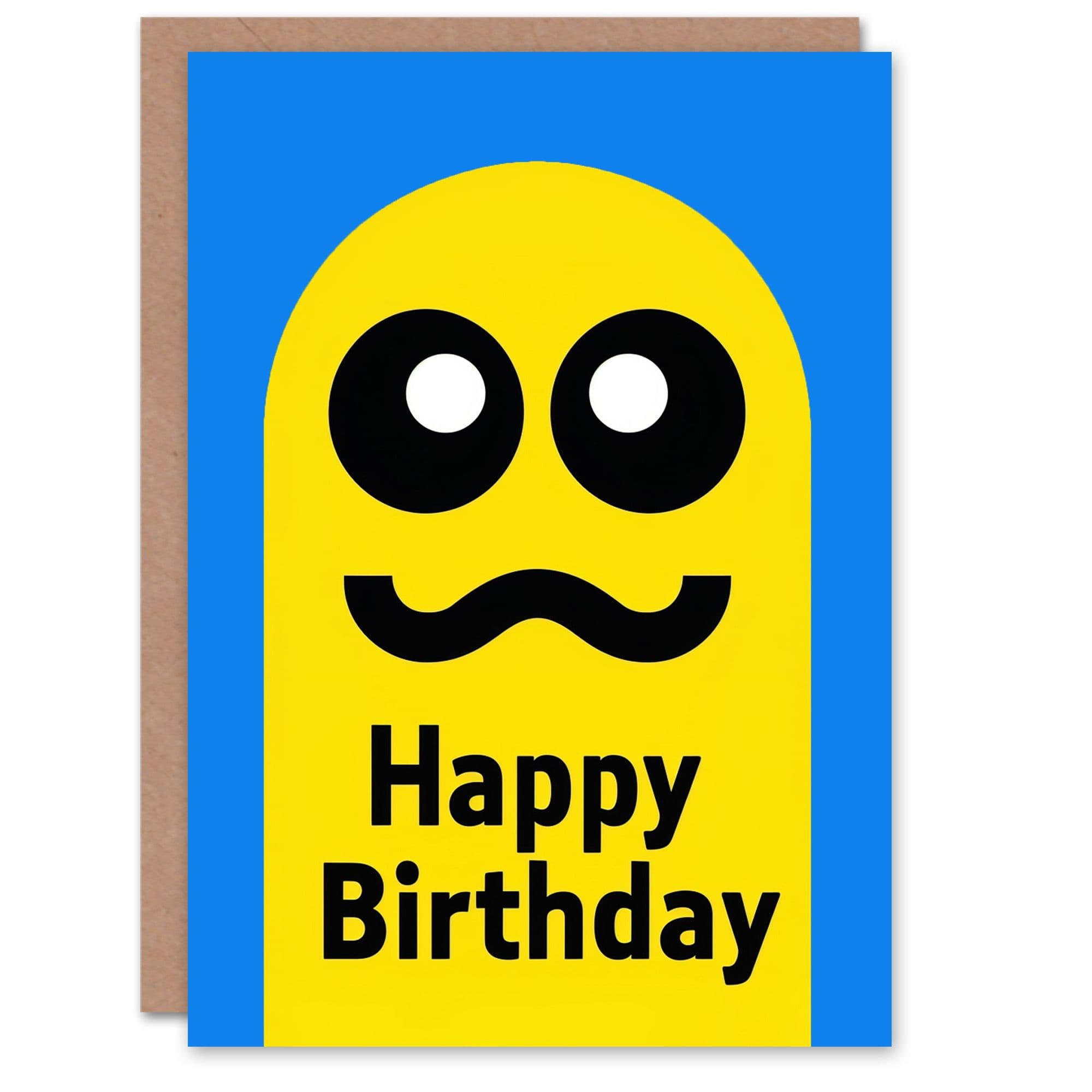Artery8 Birthday Card Yellow Ghost Retro Video Game Style For Child Kids Son Daughter Greeting Card
