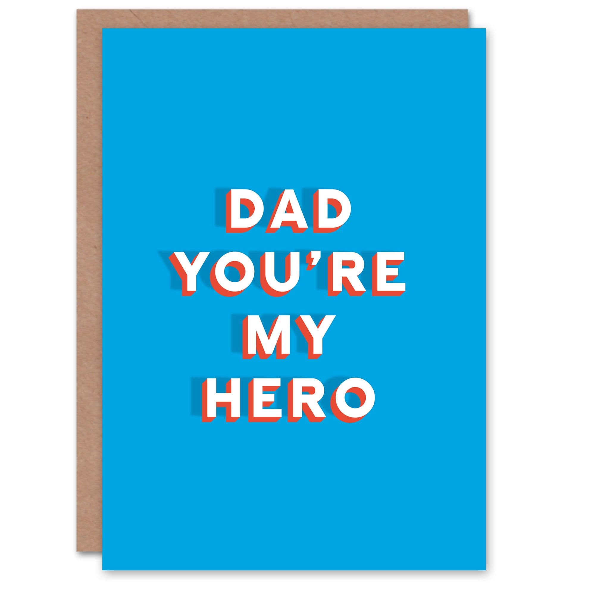 Father's Day Card You Are My Hero Bold Blue Sincere Loving Thoughtful For Dad