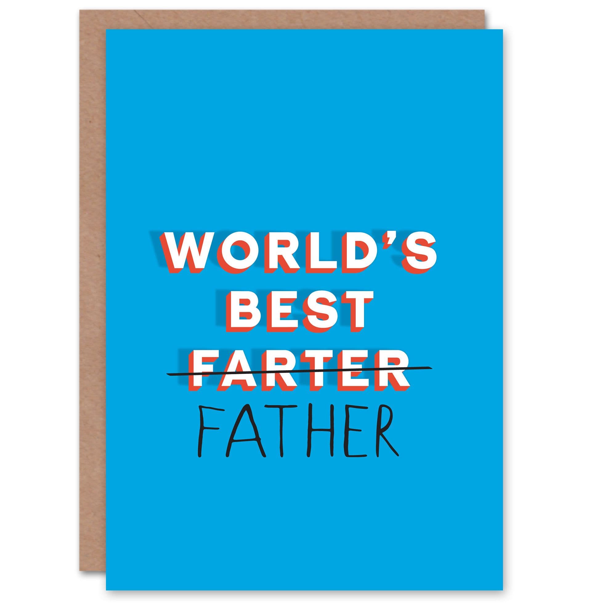 Fathers Day Card Worlds Best Farter Typo Correction Fun Funny Joke Him Dad