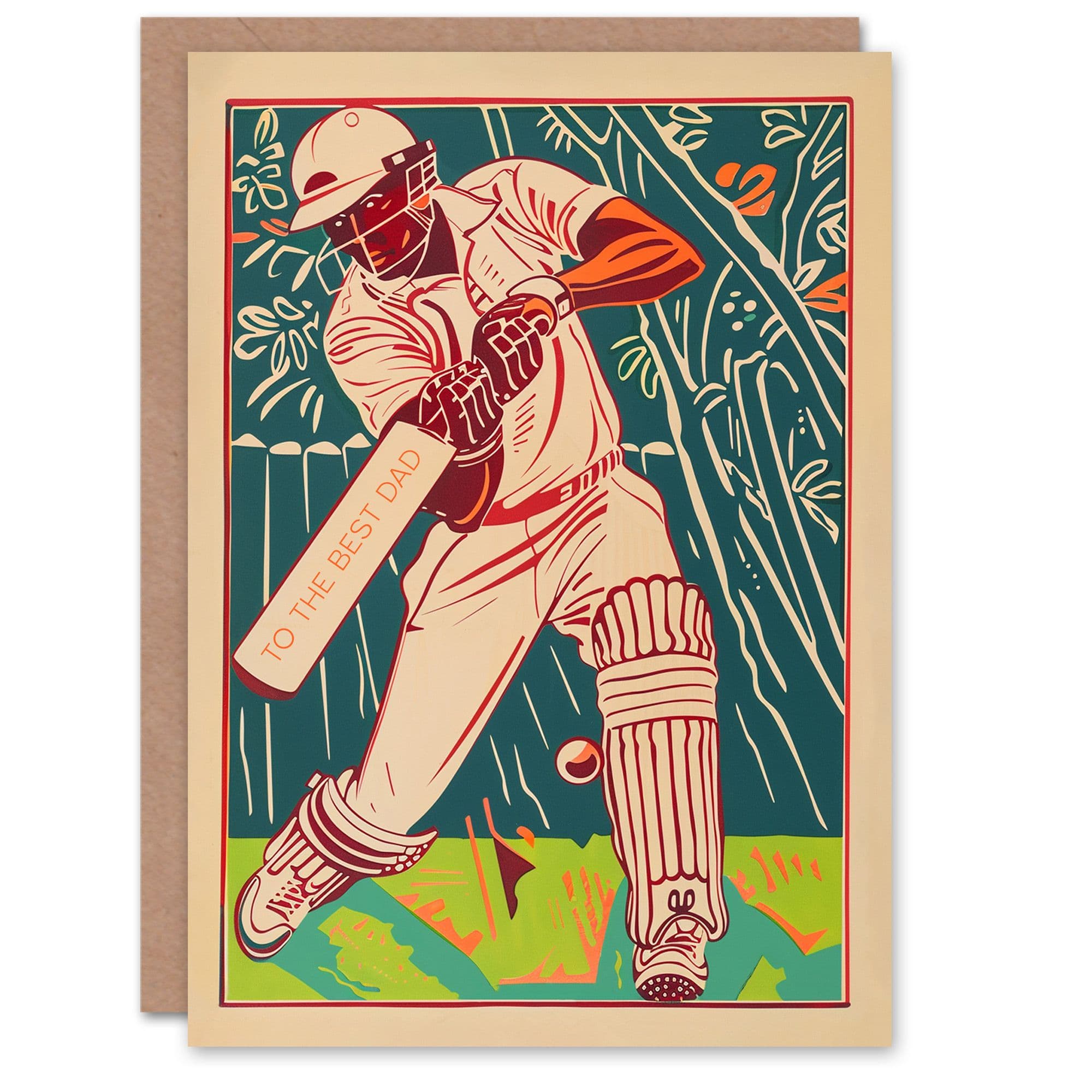 Father's Day Card Best Dad Cricket Player Batsman For Dad Father Greeting Card