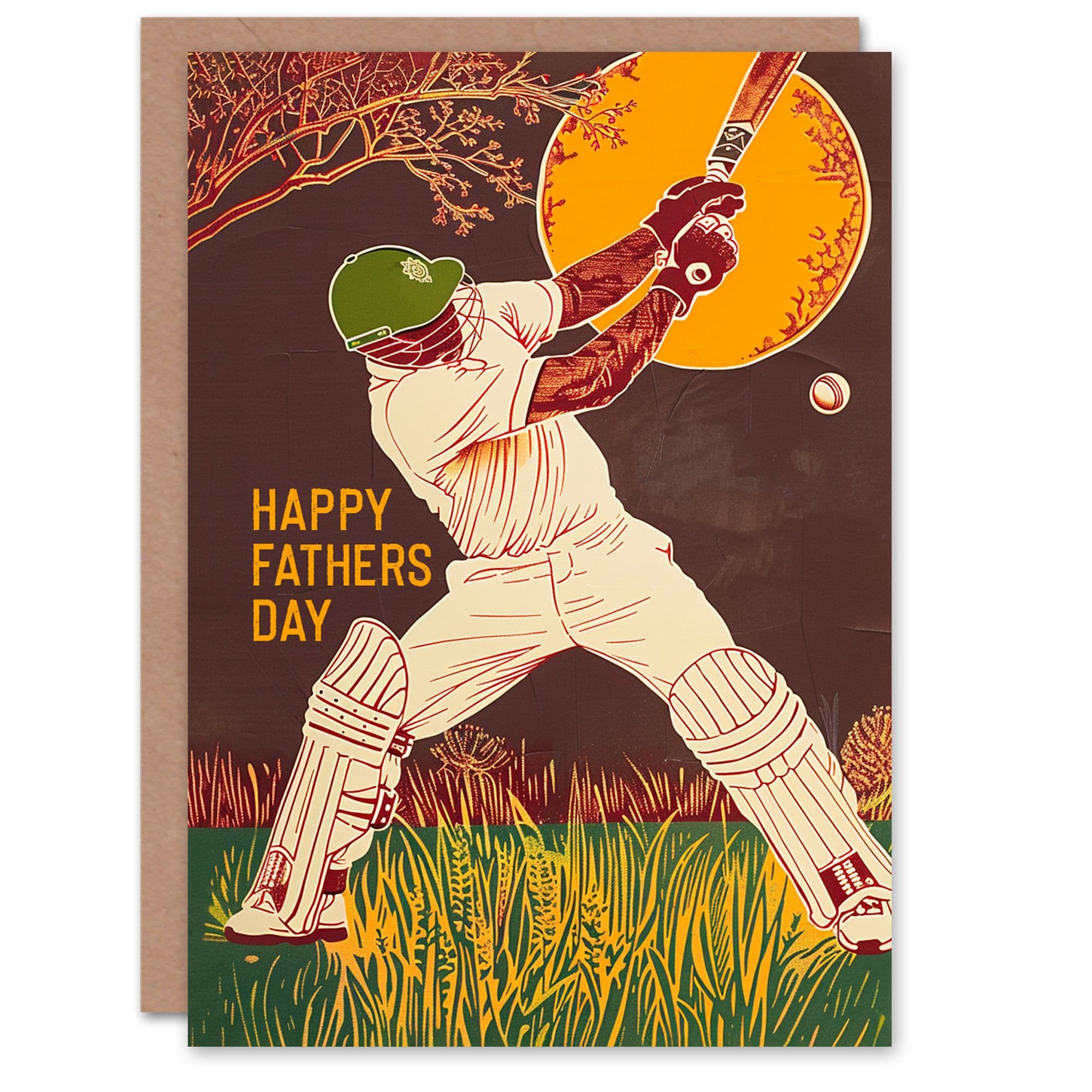 Fathers Day Card Cricket Player Batsman Shot Him Dad Father Greeting Card