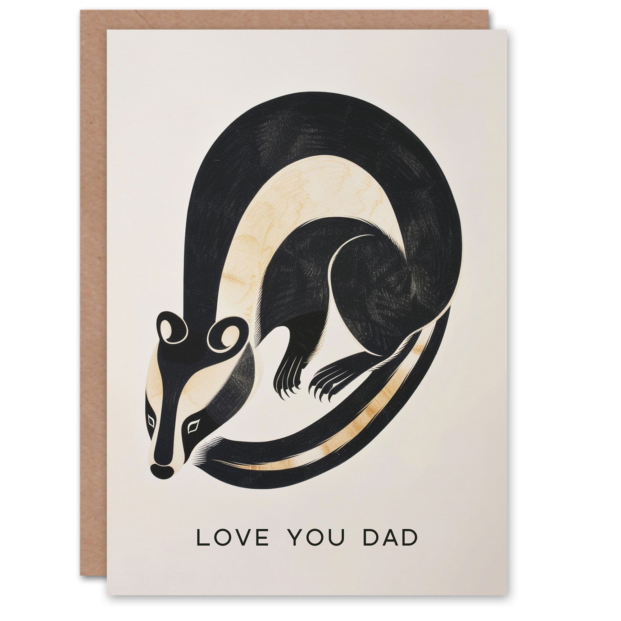 Fathers Day Card Love You Badger Inuit Art Style Dad Father Greeting Card