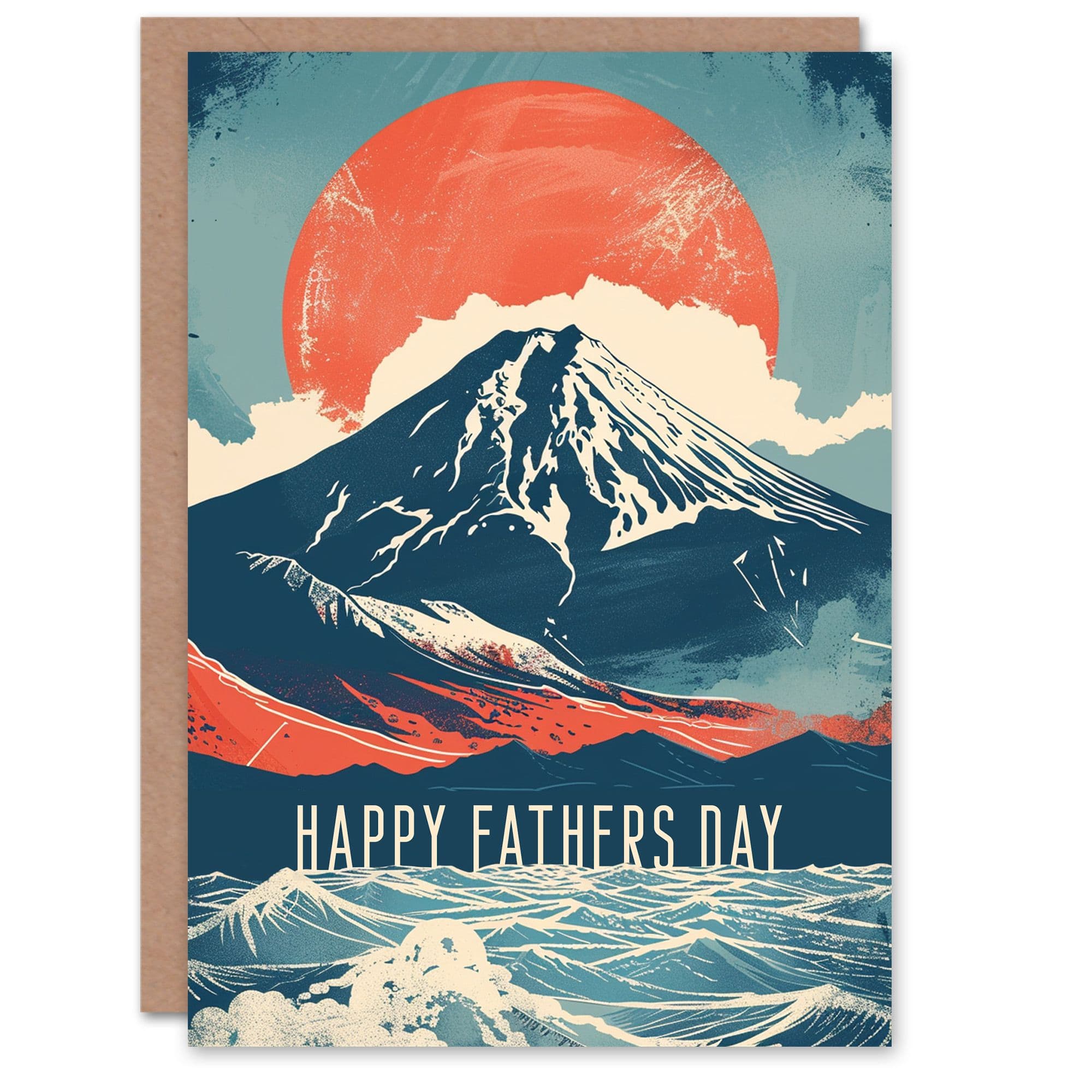 Fathers Day Card Mount Fuji Japanese Sunset Sun Coast Dad Father Greeting Card