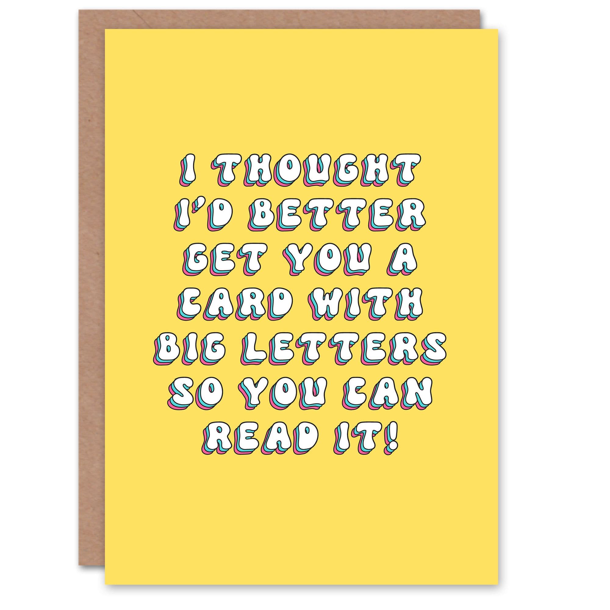 Birthday Card Big Letters So You Can Read Funny Joke Grandma Greeting Card
