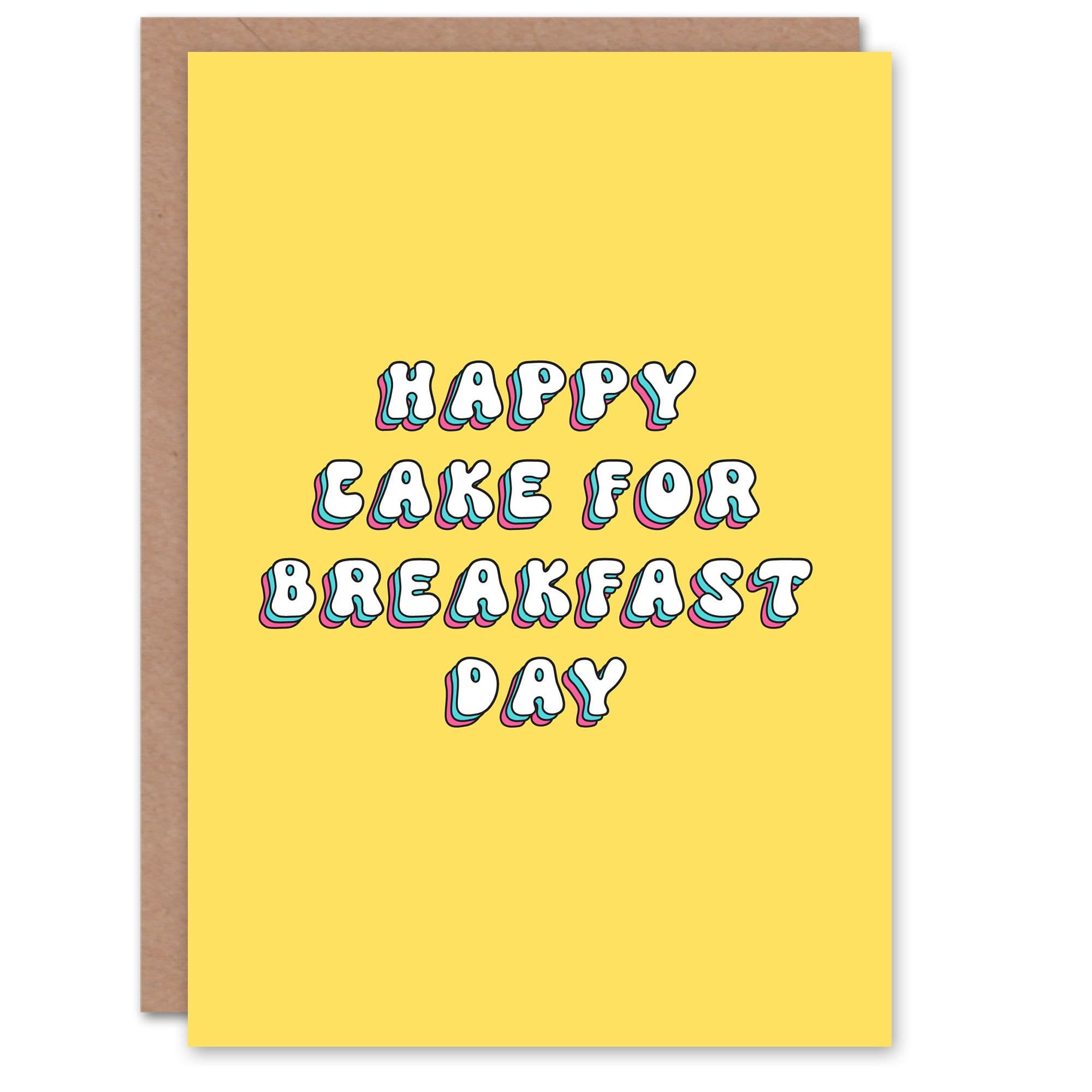 Birthday Card Cake Breakfast Day Fun Funny Joke Humour Greeting Card