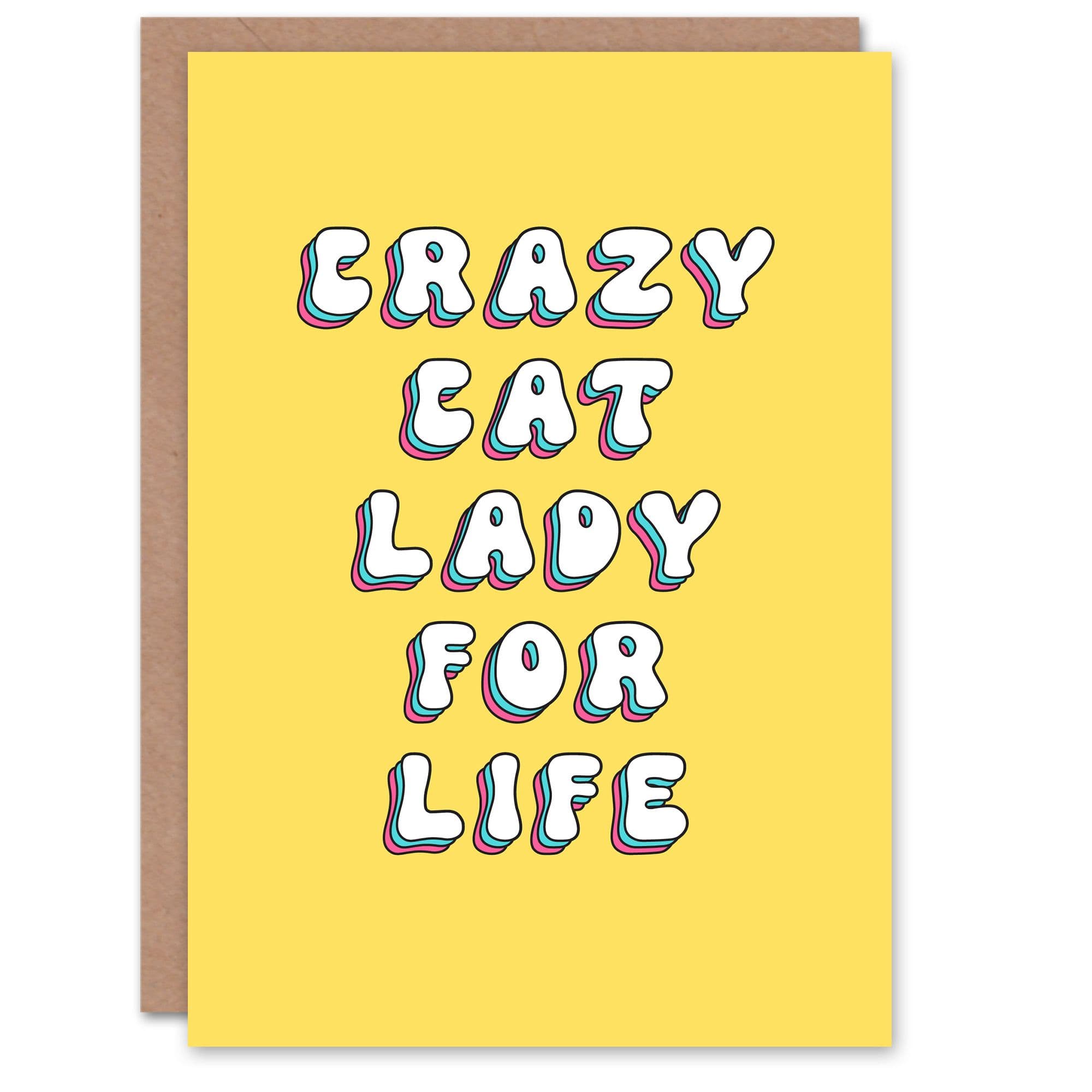 Birthday Card Crazy Cat Lover Lady For Life Fun Funny Joke Humour Greeting Card