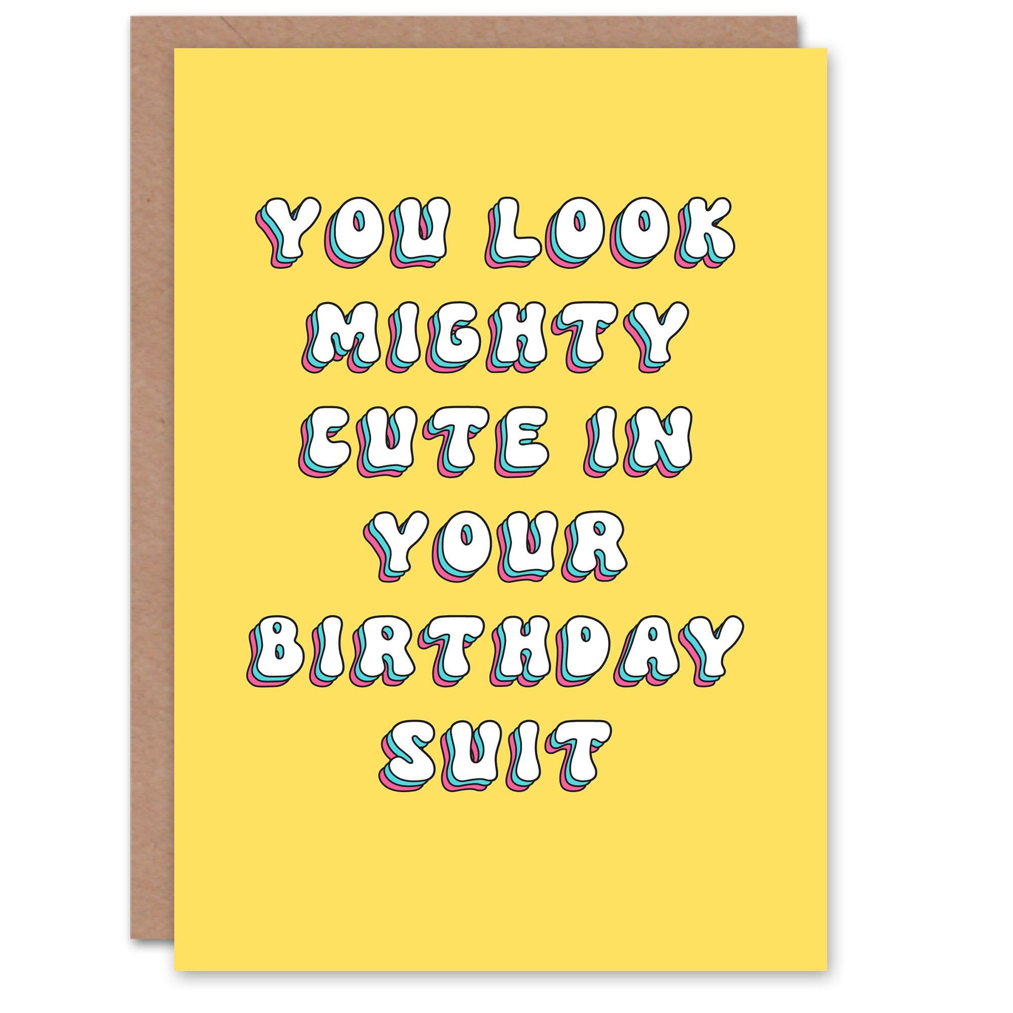 Birthday Card Mighty Cute Birthday Suit Fun Funny Wife Girlfriend Card