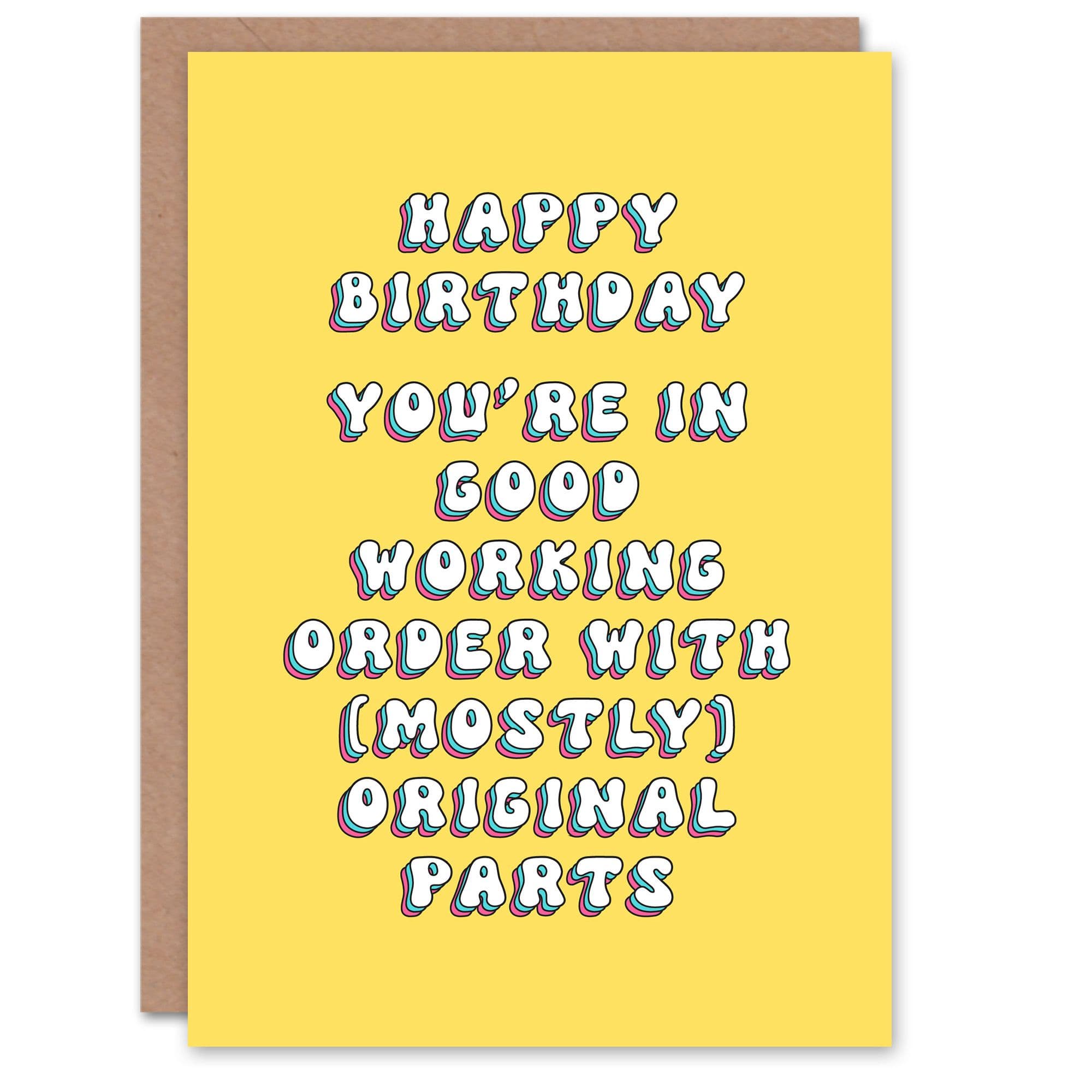 Birthday Card In Good Working Order Sarcasm Fun Funny Joke Humour Greeting Card