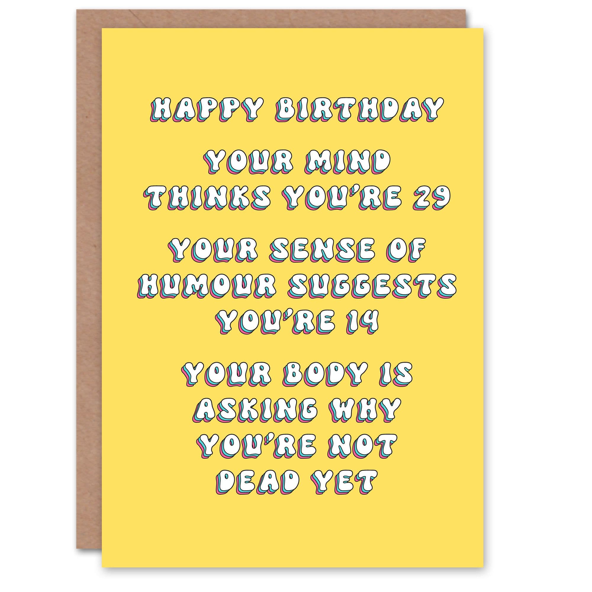 Birthday Card Mind Humour Sense Body Sarcasm Funny Joke For Her Greeting Card