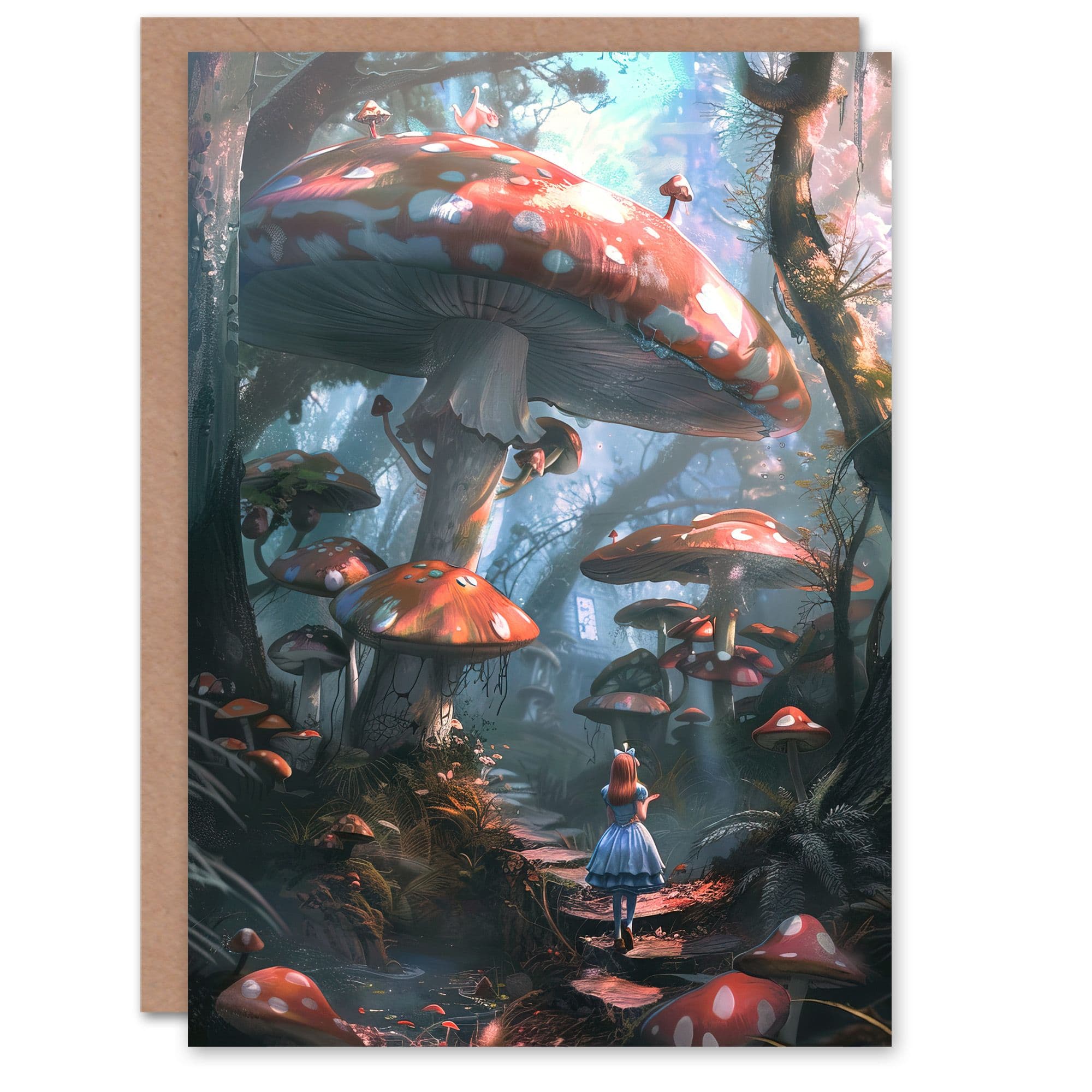 Alice in Wonderland Mushroom Forest Concept Art Greeting Card Birthday