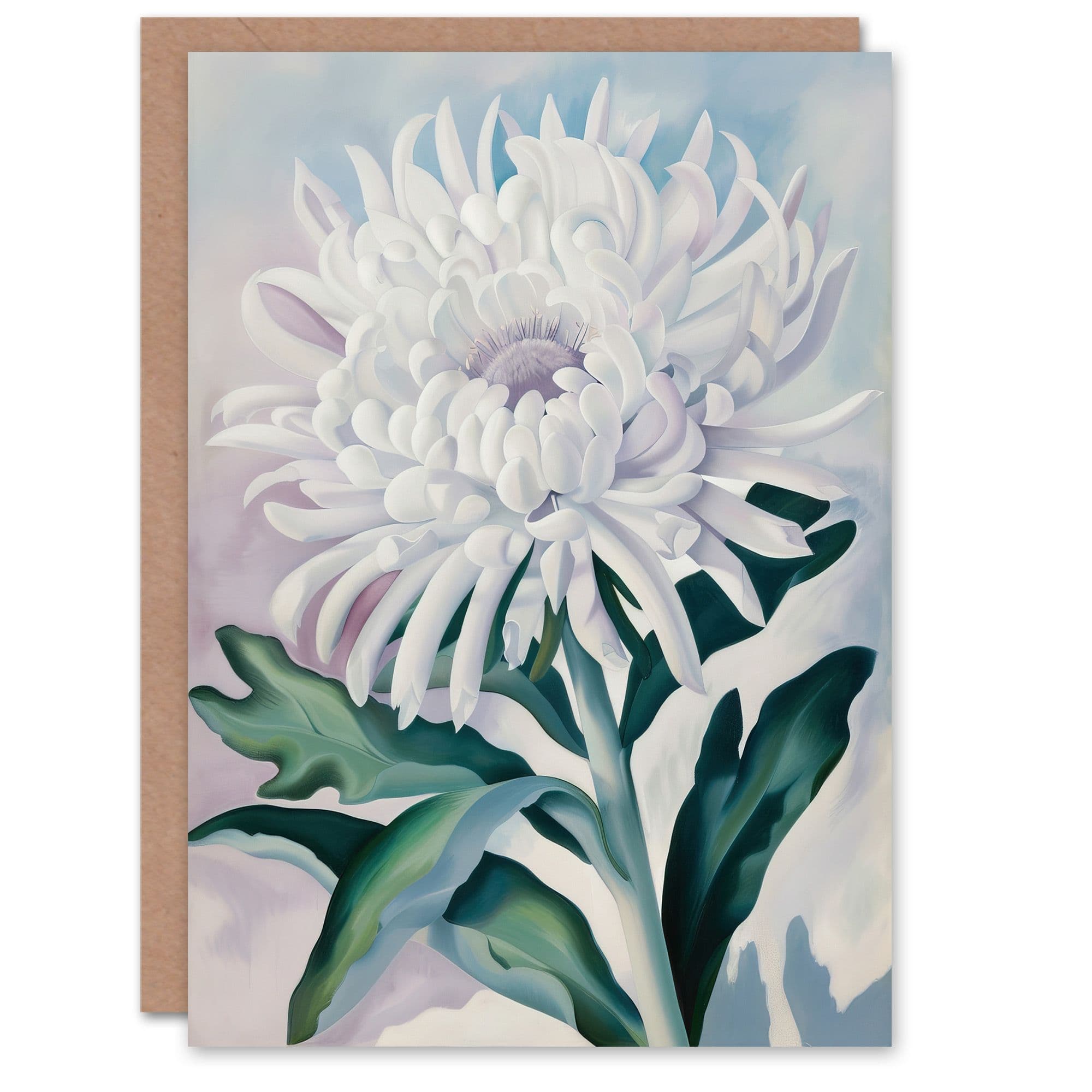 Chrysanthemum Flower Watercolour Painting Greeting Card Birthday