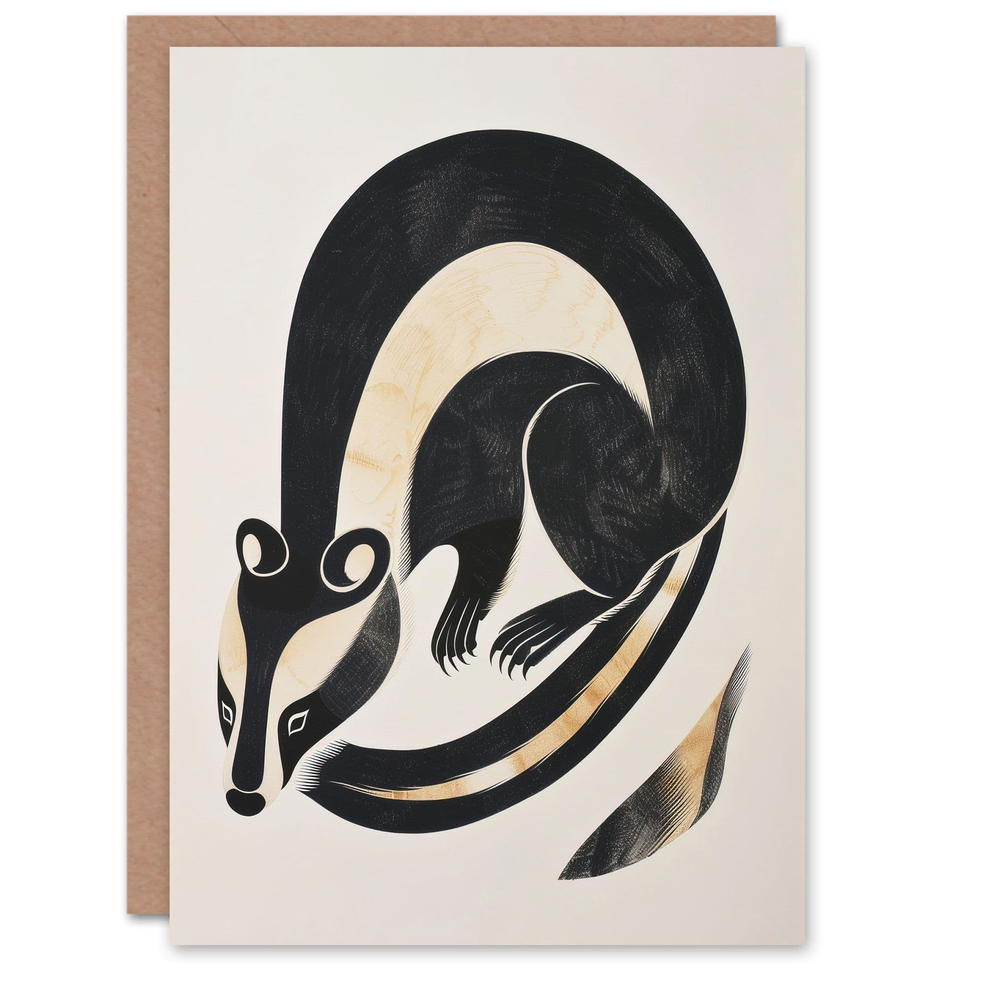 Badger Inuit Art Style Animal Painting Greeting Card Birthday Him Her
