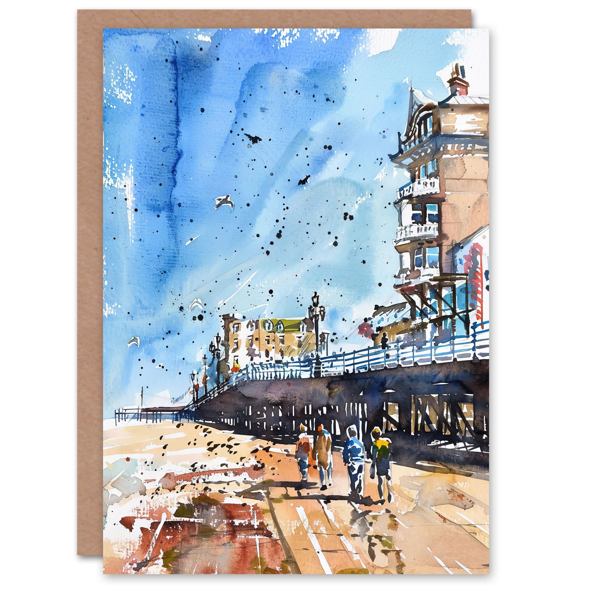 Under the Promenade Brighton Beach Watercolour Greeting Card Birthday