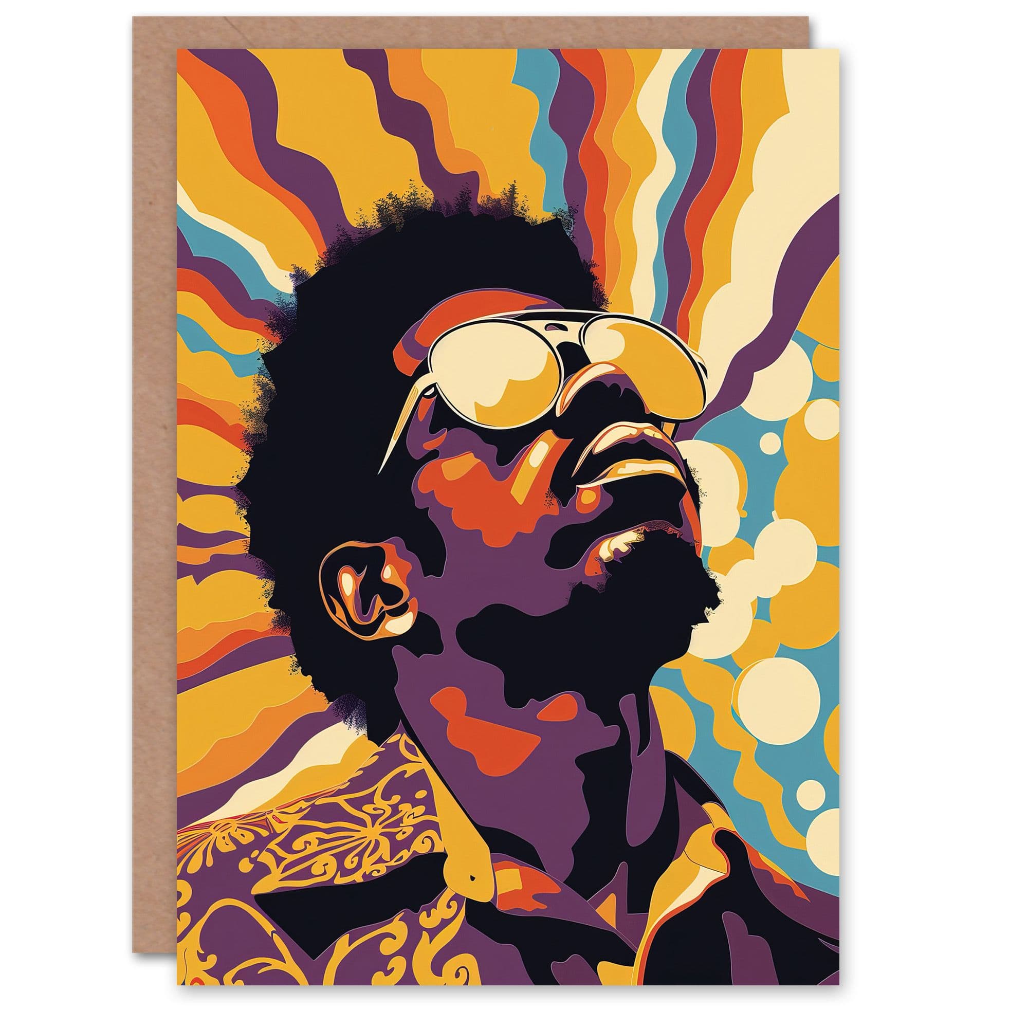 Funk Soul Music Man Portrait Retro Style Greeting Card Birthday