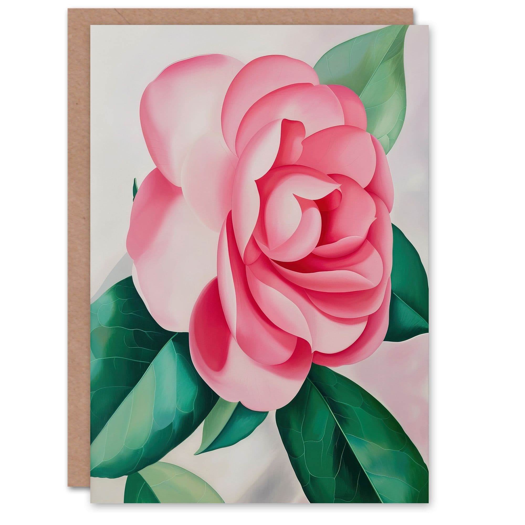Camelia Winter Flower Watercolour Painting Greeting Card Birthday