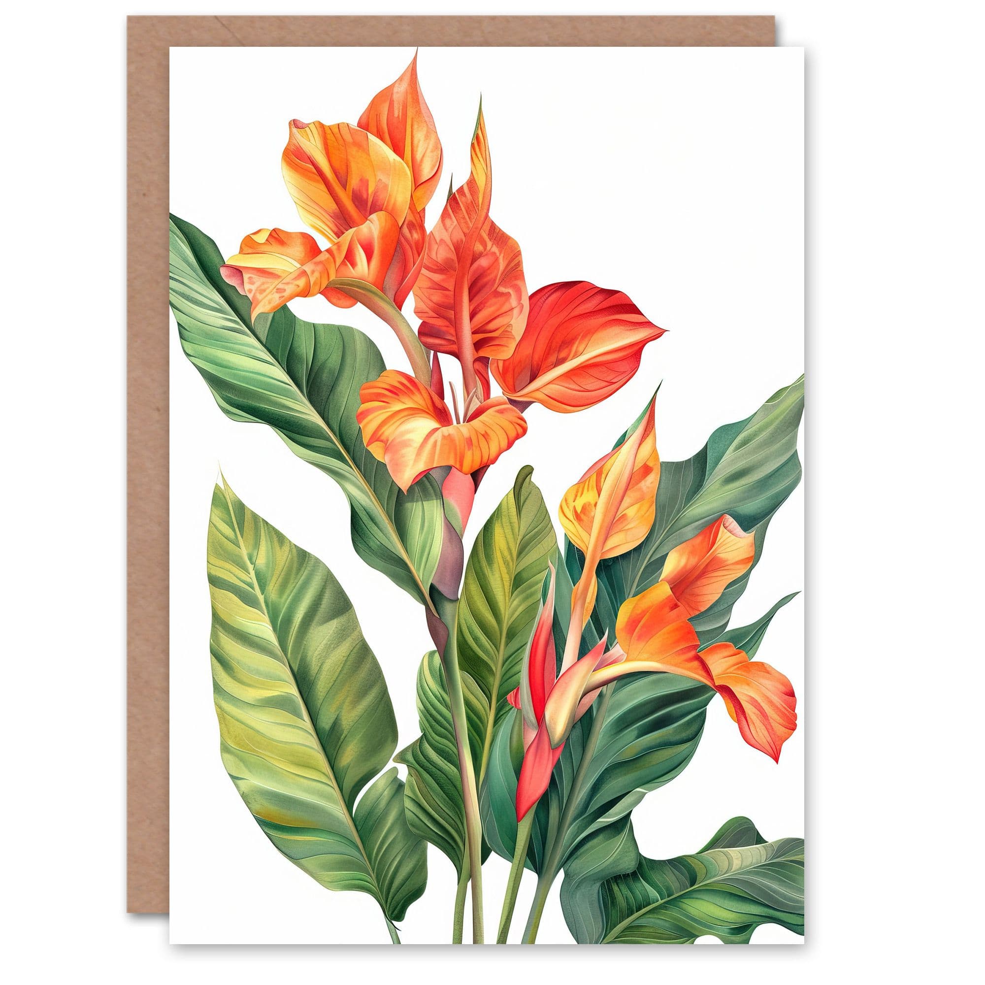 Canna Lily Flower Bright Botanical Painting Greeting Card Birthday