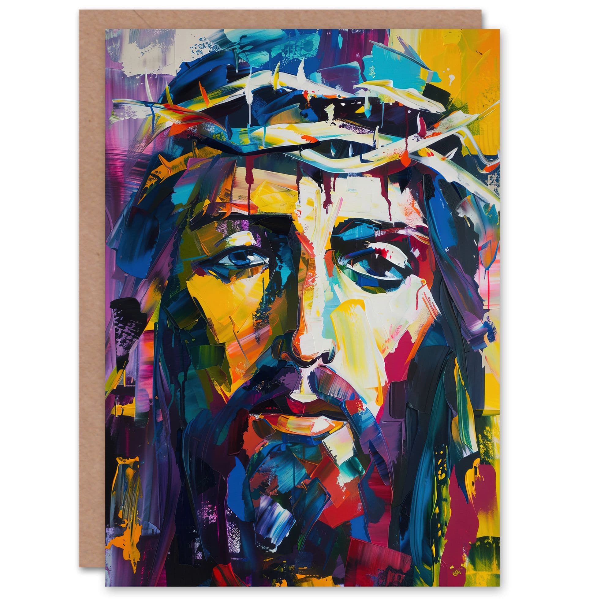 Jesus Thorn Crown Portrait Modern Portrait Greeting Card Birthday