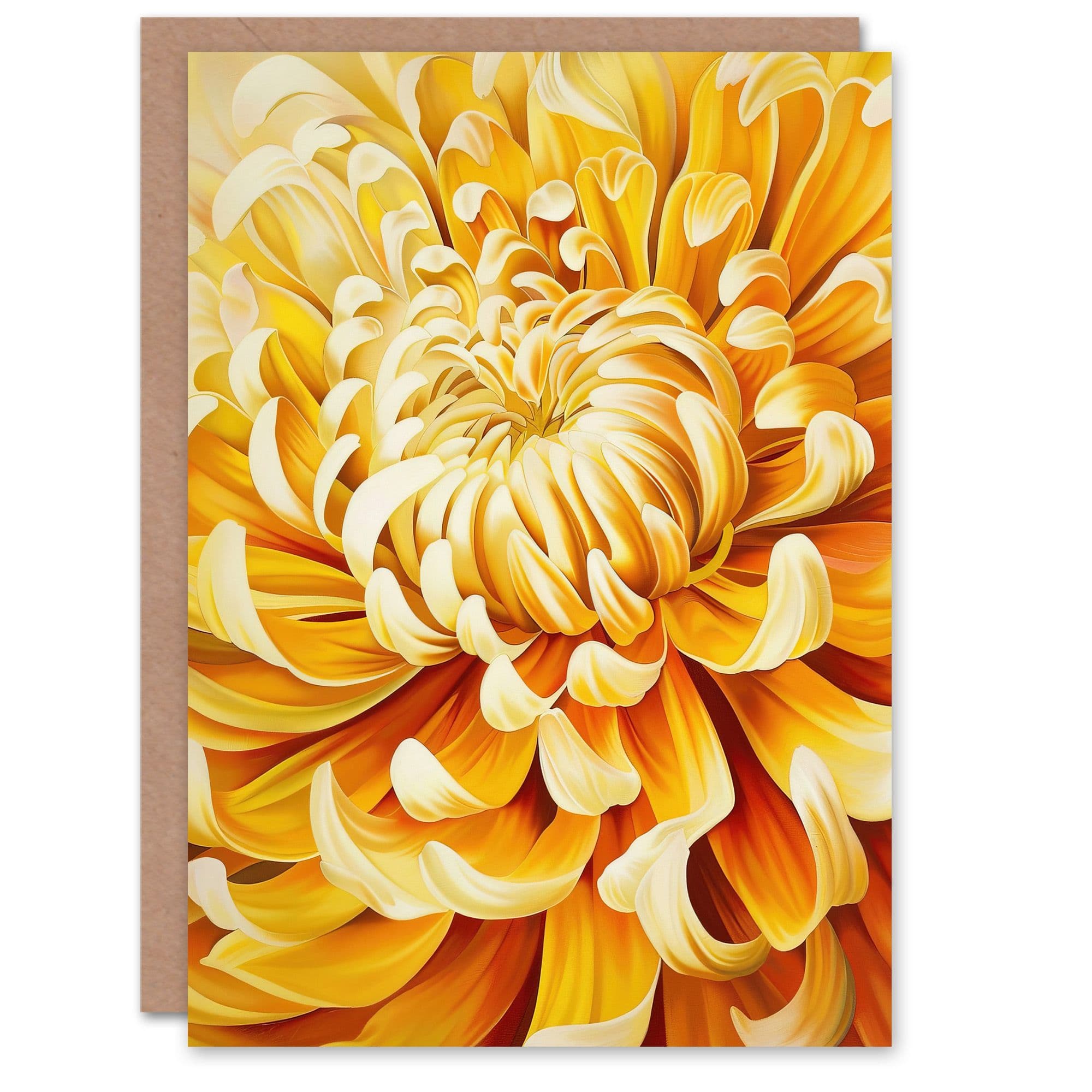 Chrysanthemum Flower Petals Painting Greeting Card Birthday