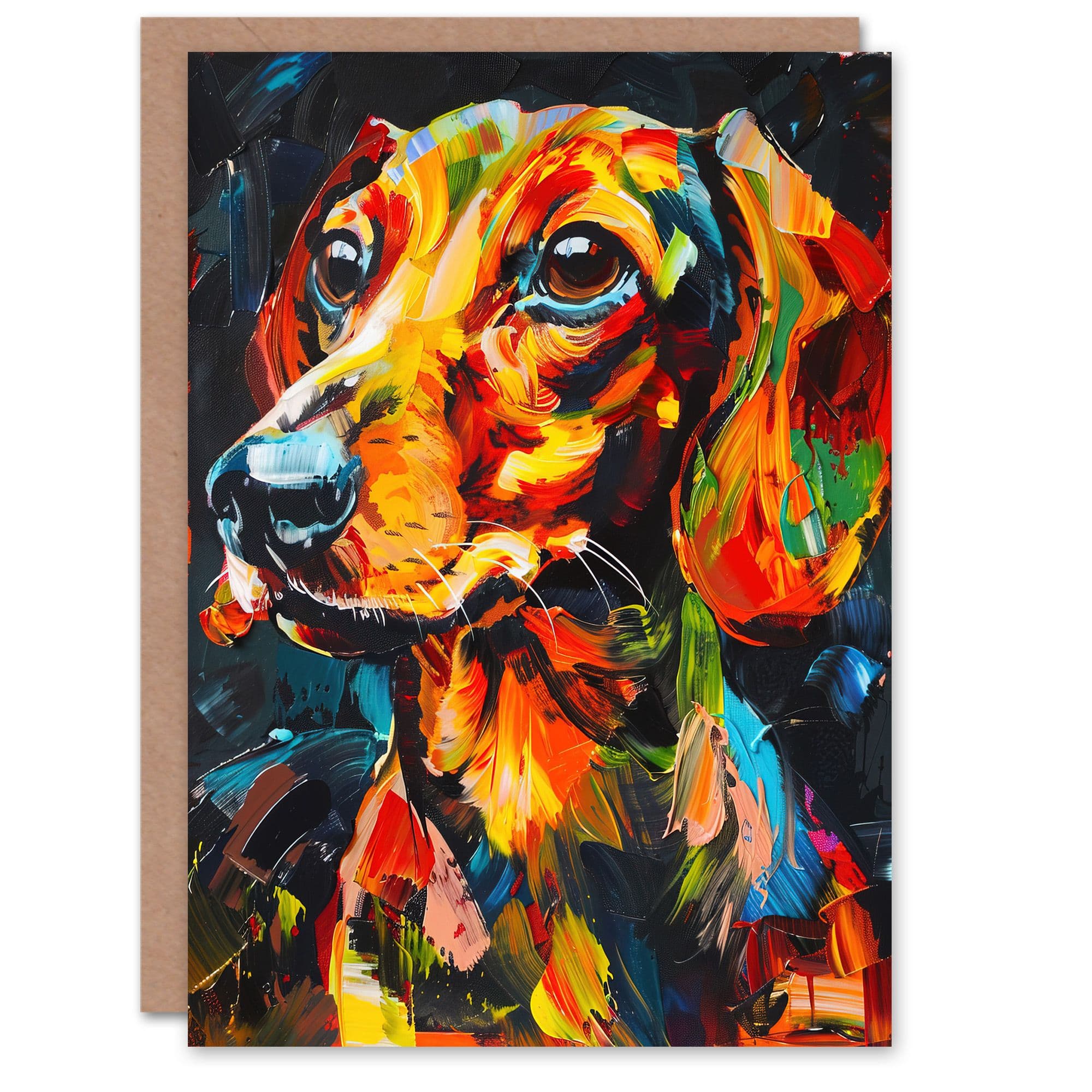 Dachshund Sausage Dog Lover Vibrant Portrait Greeting Card Birthday