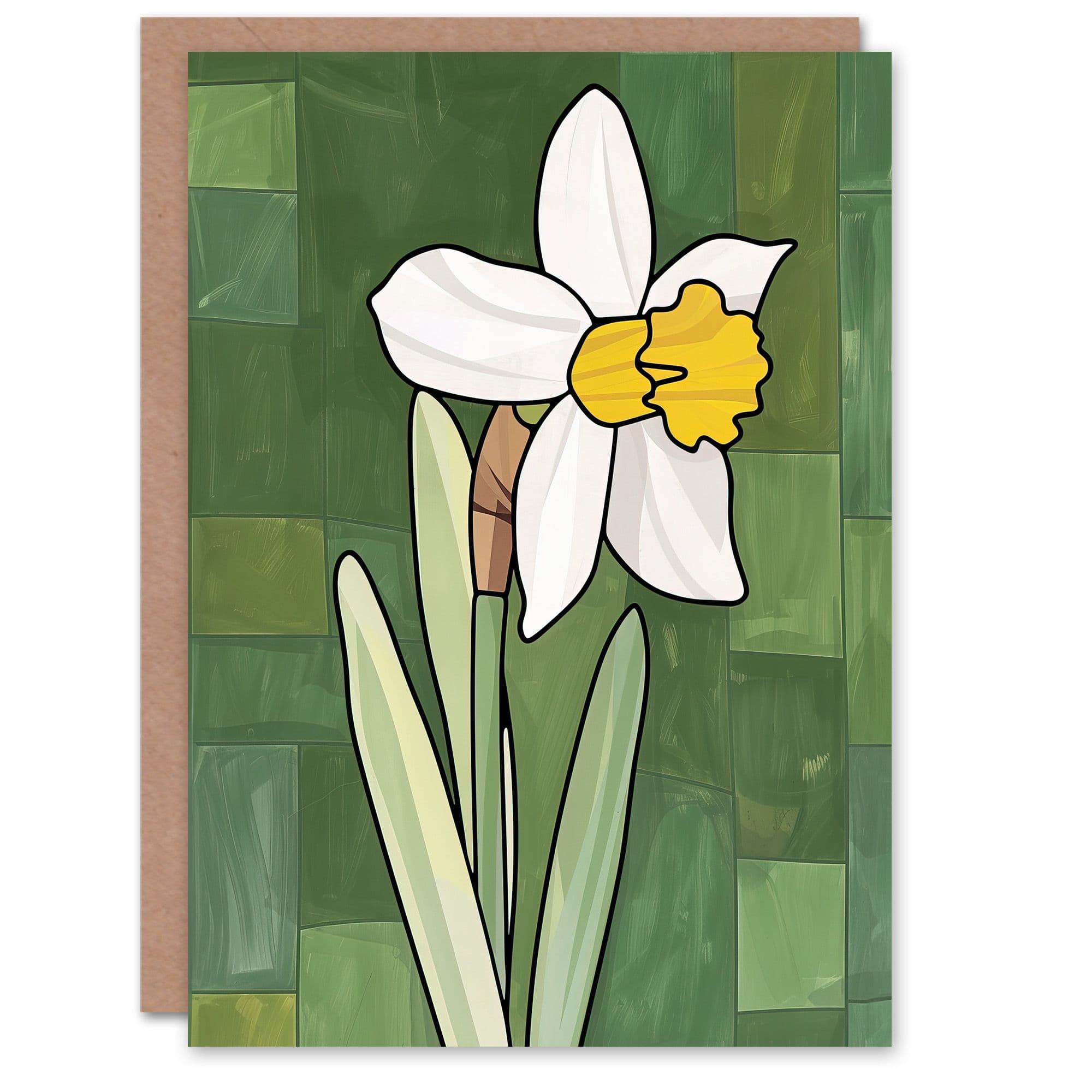 Daffodil Flower Bloom Stylised Painting Greeting Card Birthday