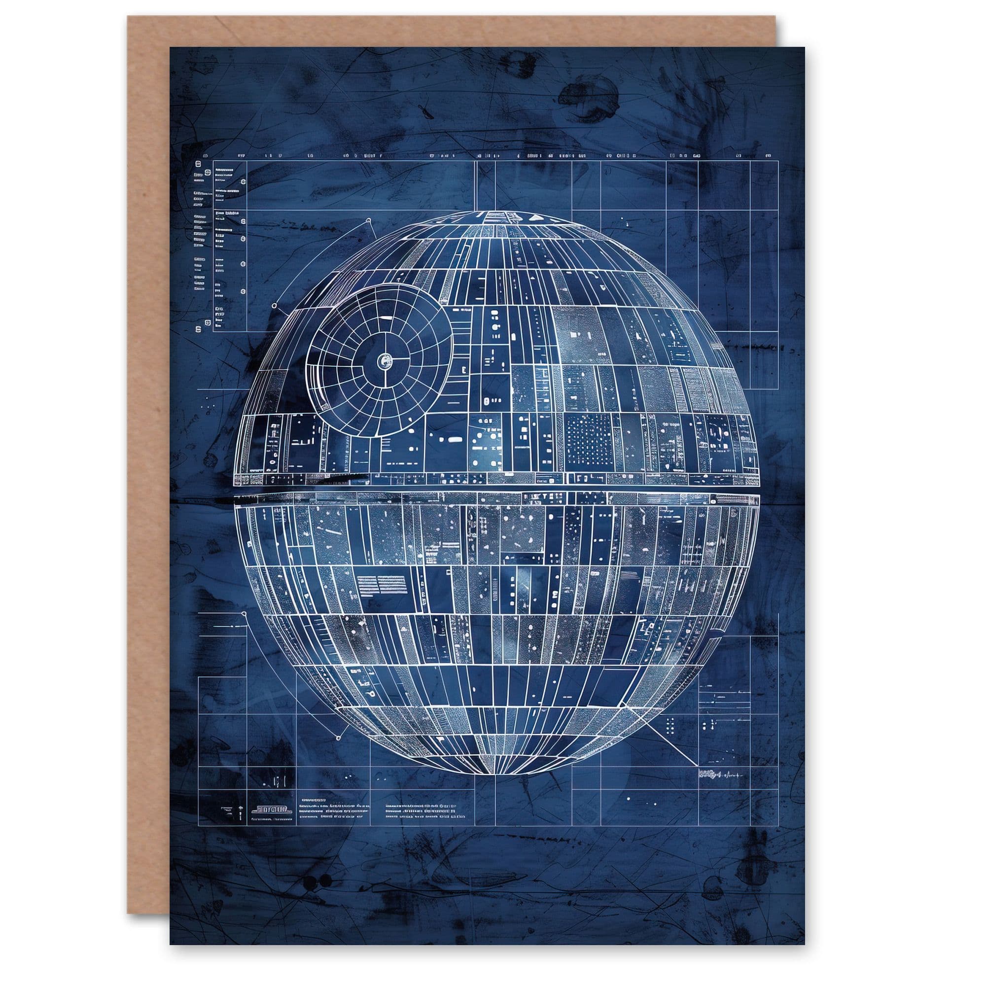 Space Station Blueprint Star Design Death Greeting Card Birthday