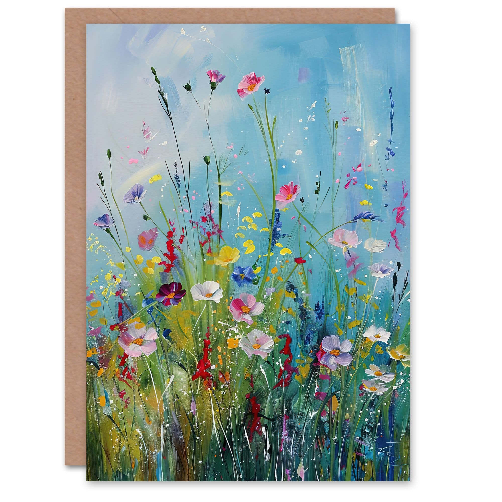 Delicate Wildflower Meadow Floral Painting Greeting Card Birthday