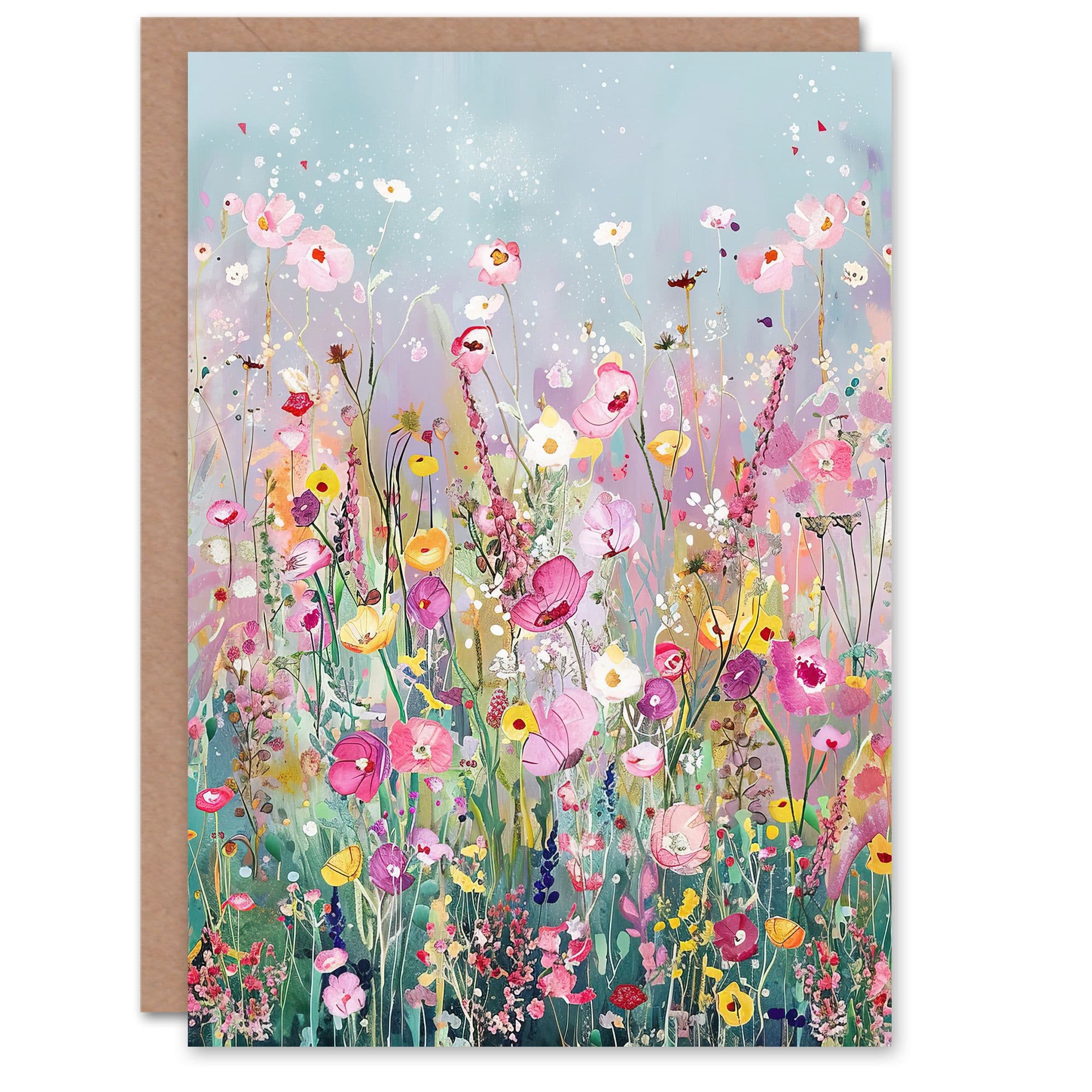 Delicate Wildflower Field Floral Painting Greeting Card Birthday