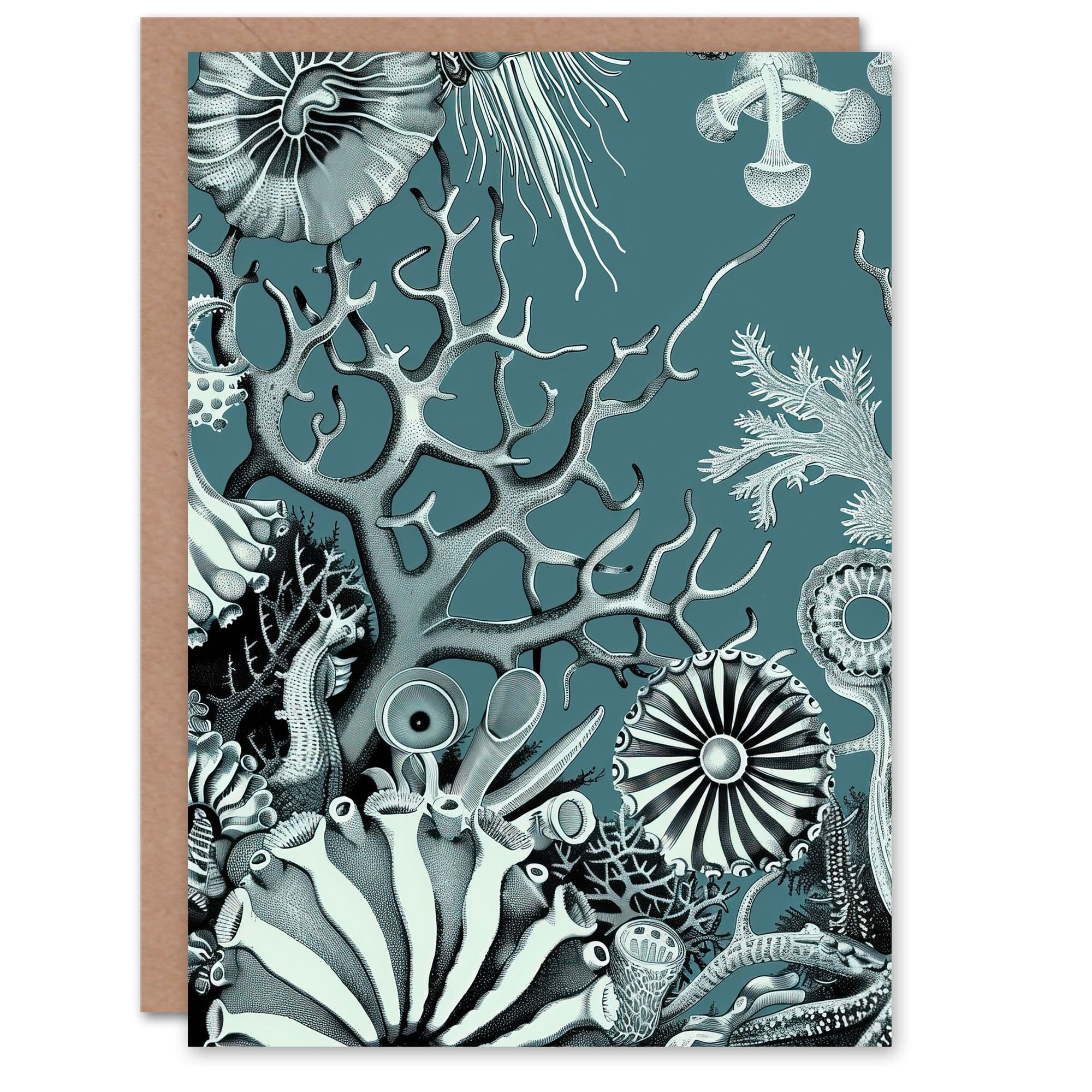 Coral Reef Life Aquatic Landscape Design Greeting Card Birthday