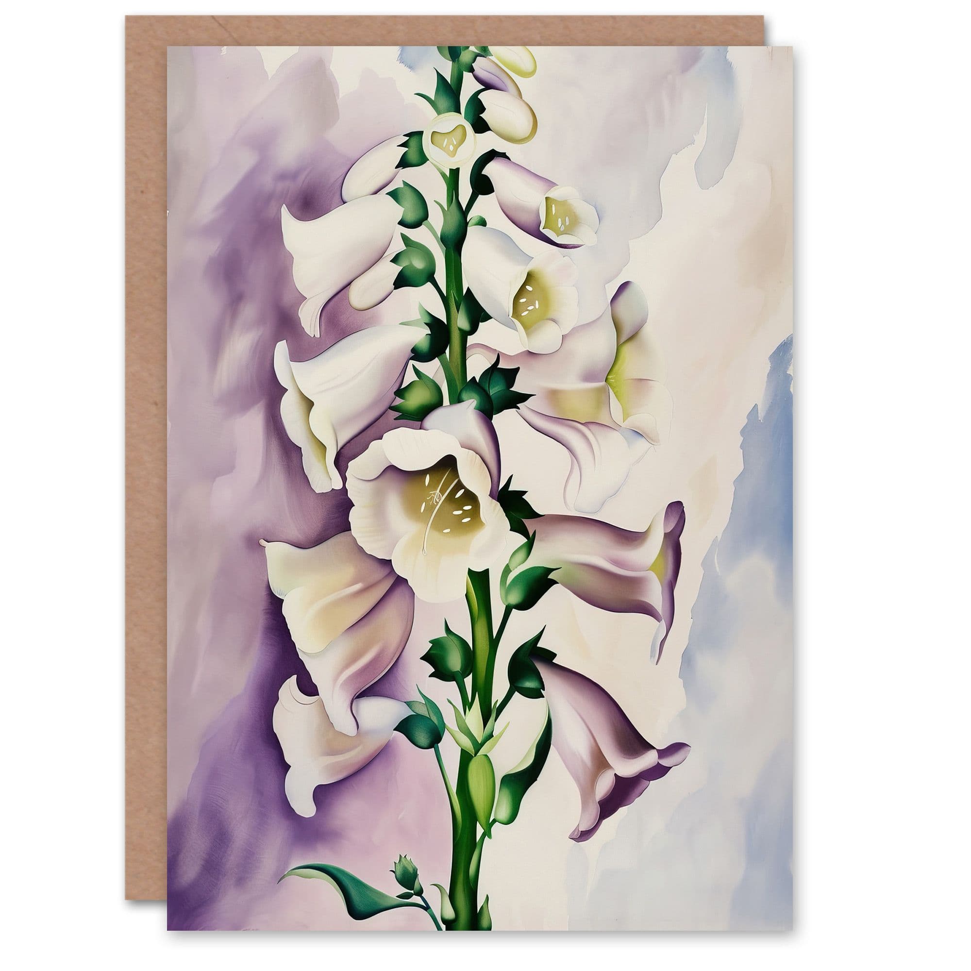 Foxglove Digitalis Flower Botanical Watercolour Greeting Card Birthday