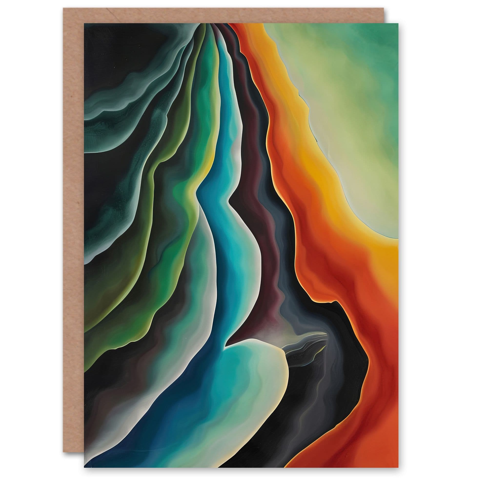 Abstract Green Orange Gradient Shapes Greeting Card