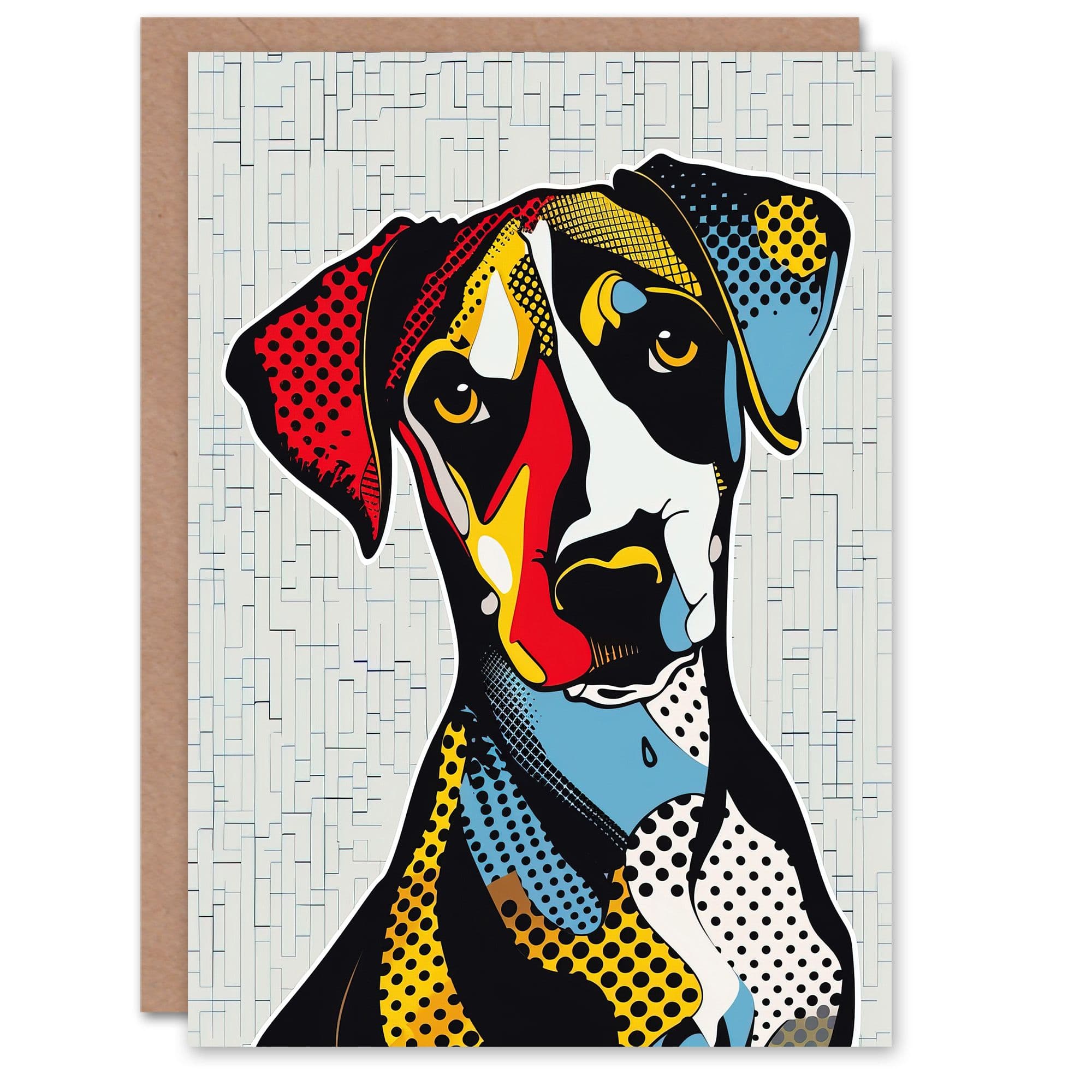Dog Lover Pop Art Cute Pet Fun Portrait Greeting Card Birthday Him Her