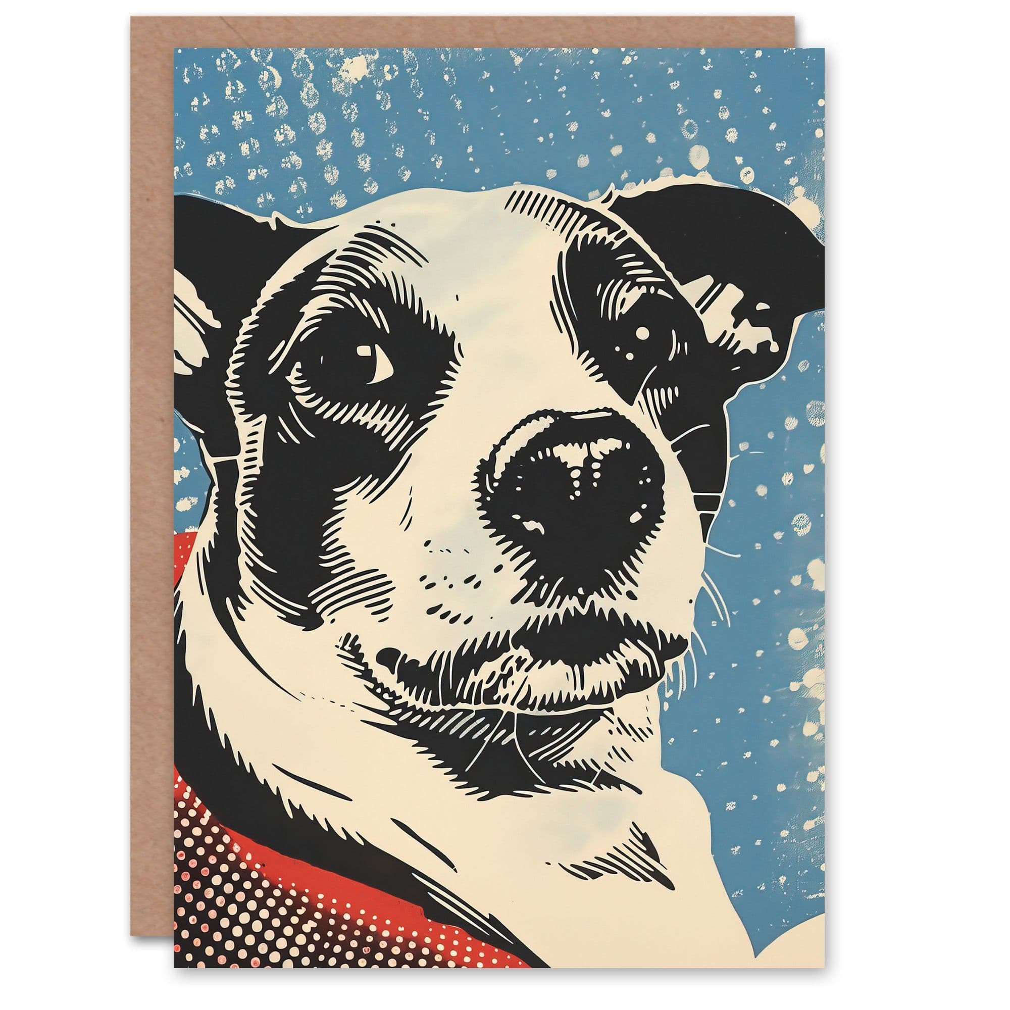 Dog Lover Pet Red Blue Lichtenstein Style Greeting Card Birthday