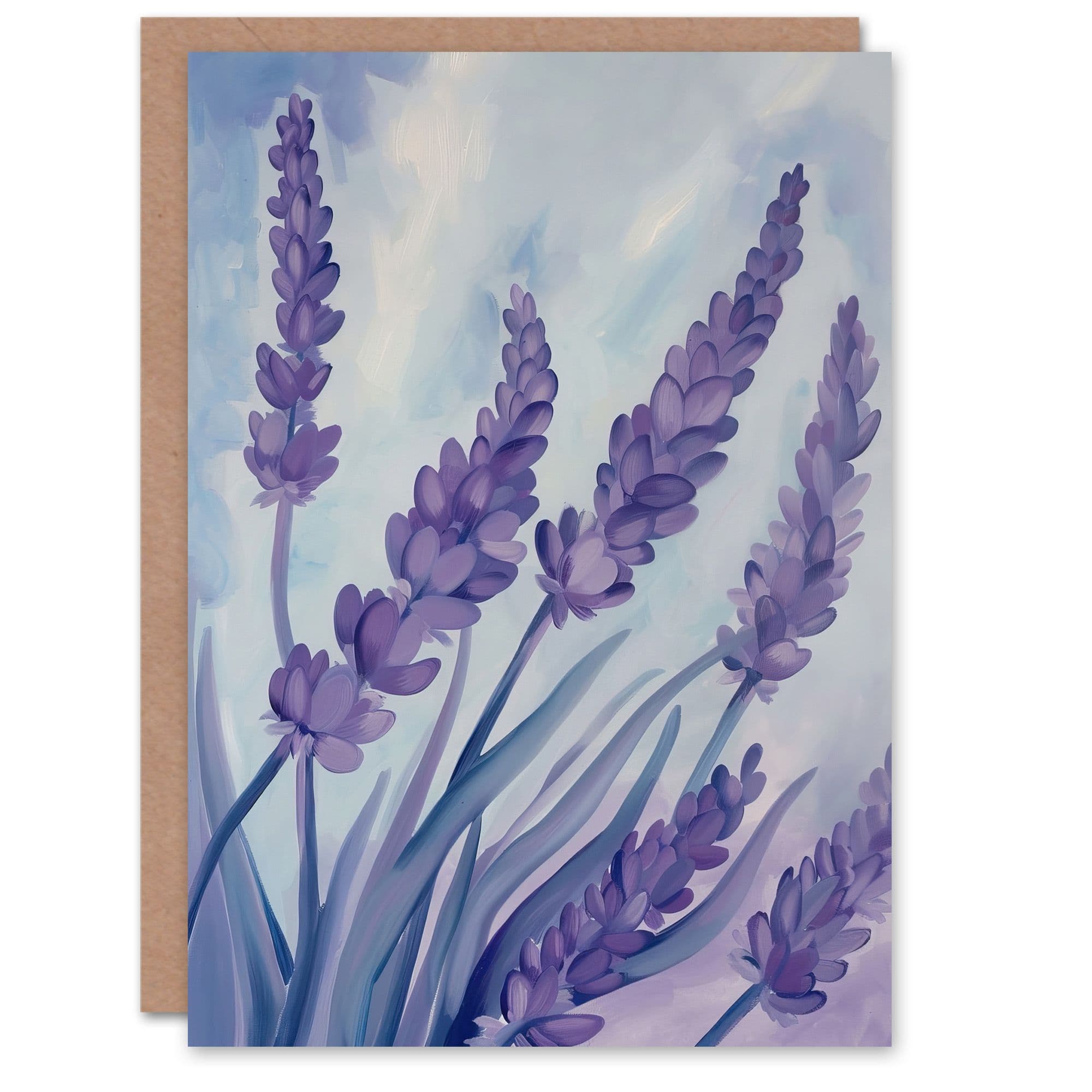 Classic Lavender Blue Sky Painting Modern Floral Greeting Card