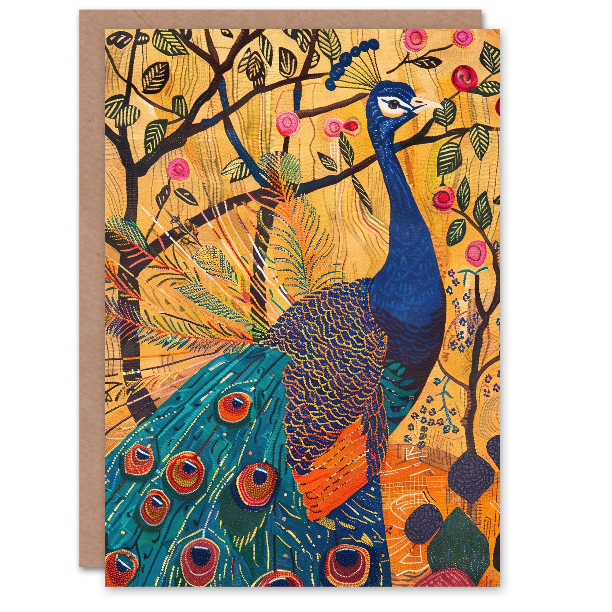 Exotic Peacock Tree Roses Artwork Greeting Card Birthday