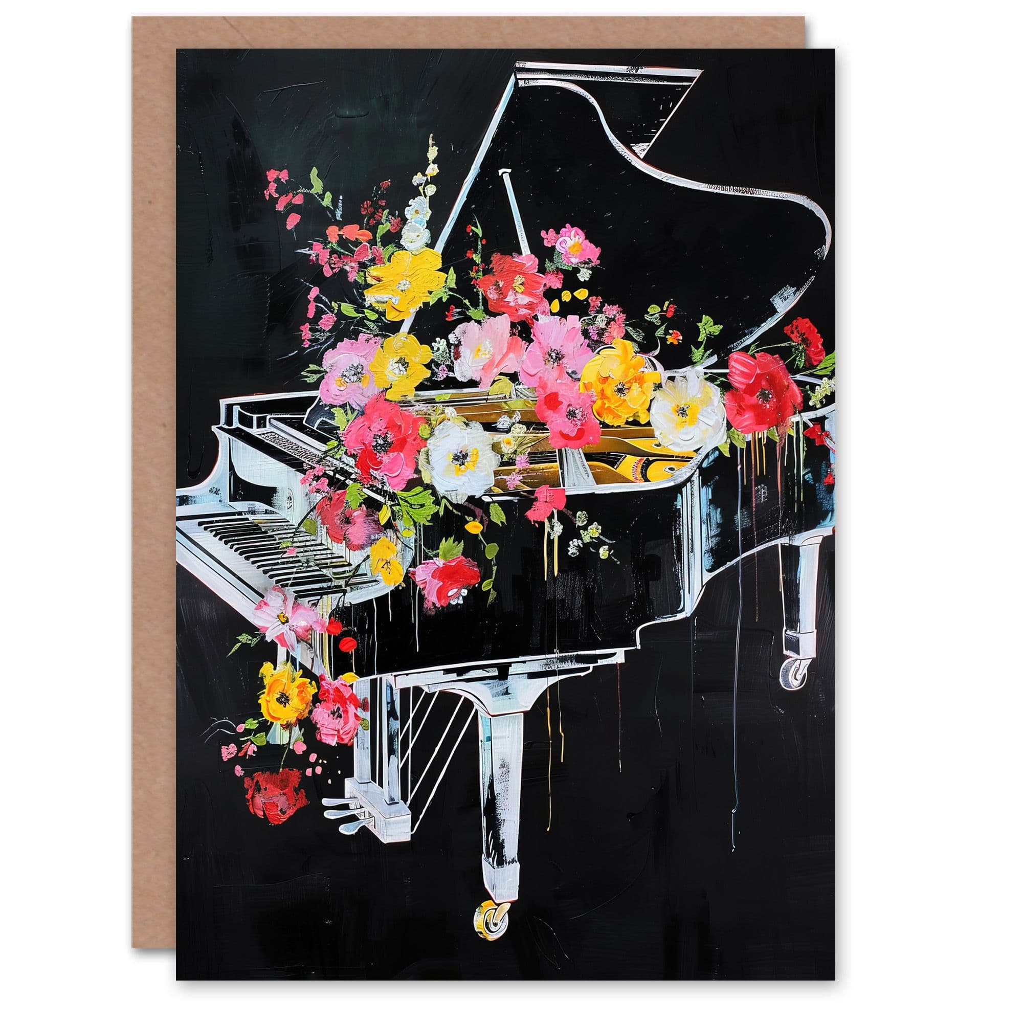 Wildflowers in Grand Piano Street Art Graffiti Greeting Card Birthday