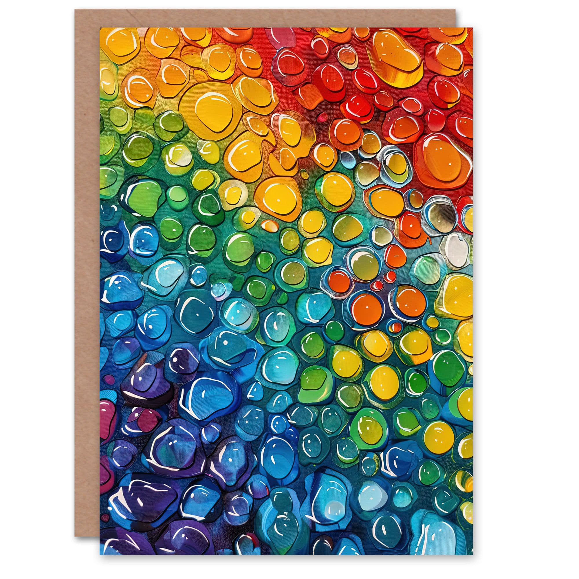 Rainbow Raindrops Abstract Painting Colourful Greeting Card Birthday