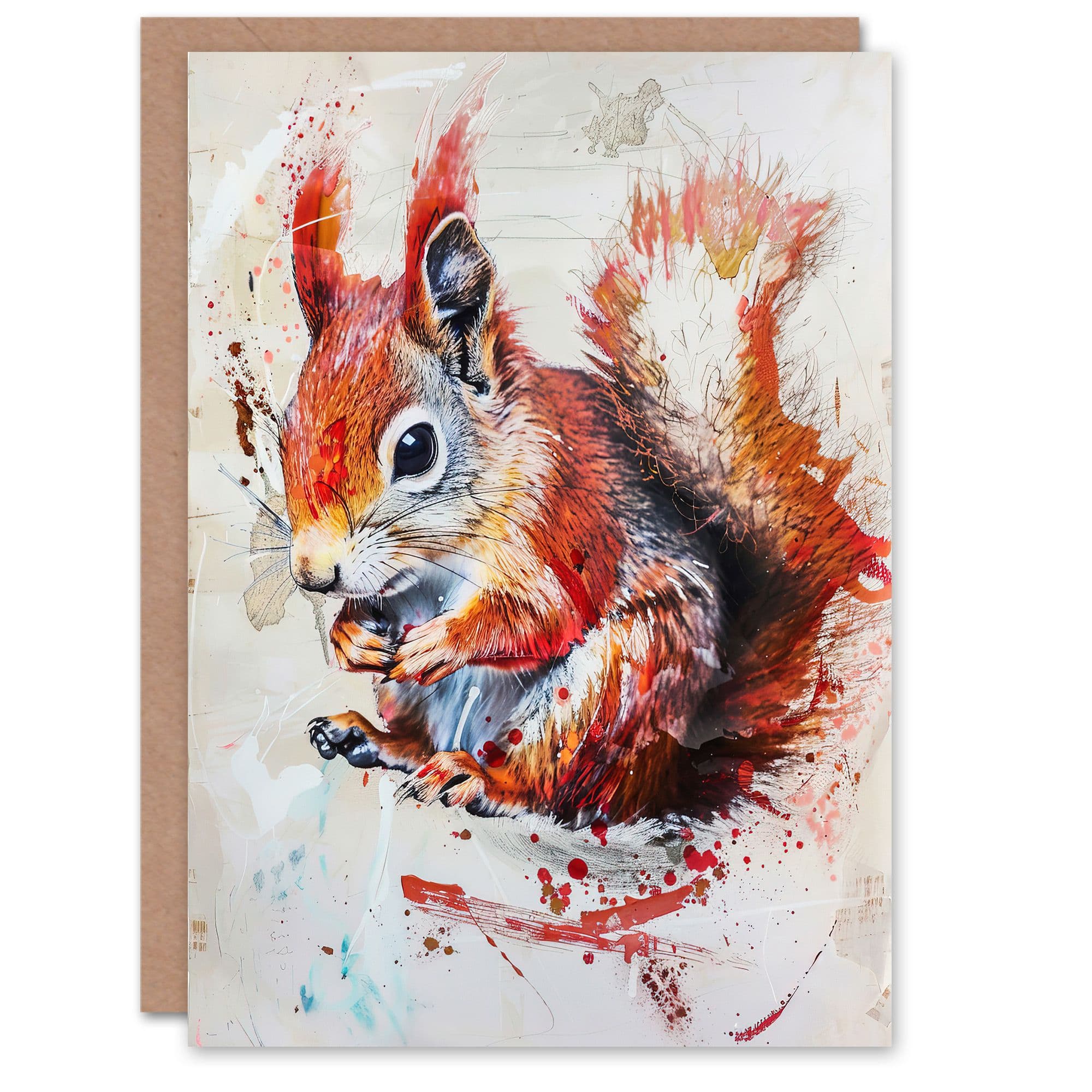 Squirrel Painting Cute Woodland Animal Nature Greeting Card