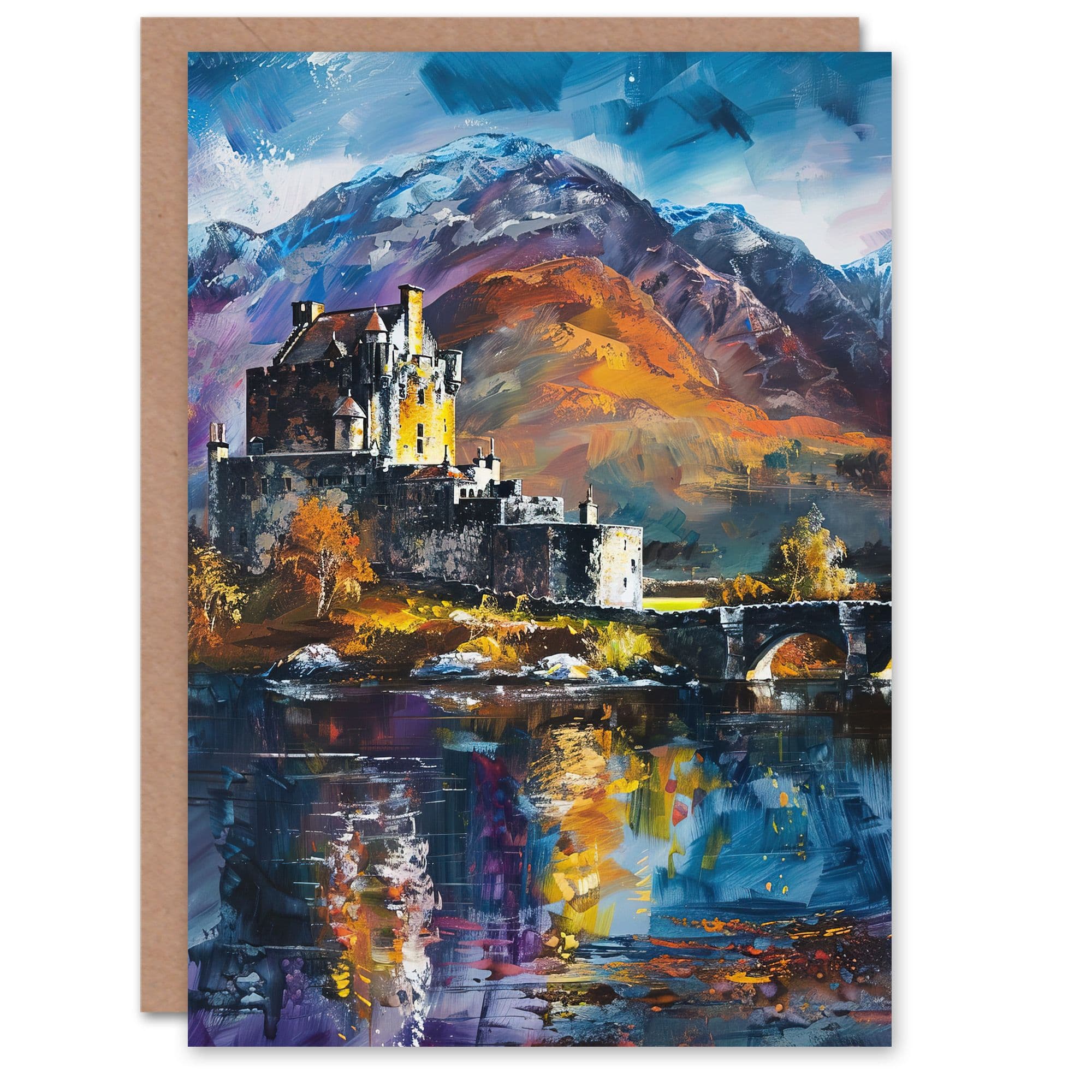 Eilean Donan Castle Oil Painting Skye Scotland Greeting Card Birthday