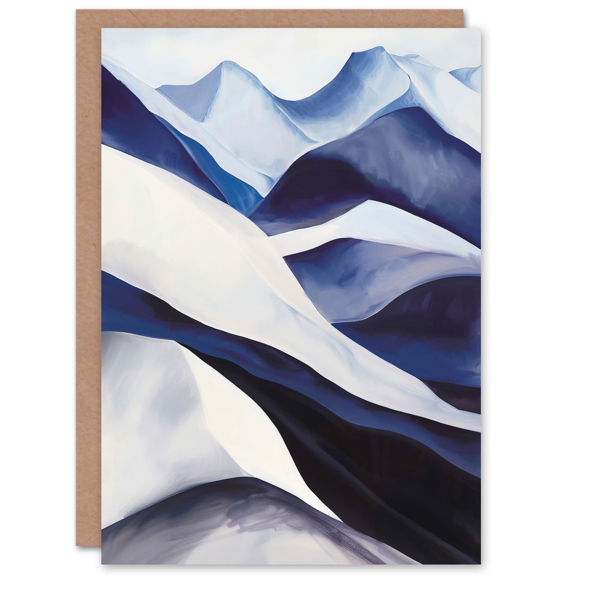 Snowy Mountains Painting Simple Calm Landscape Greeting Card Birthday