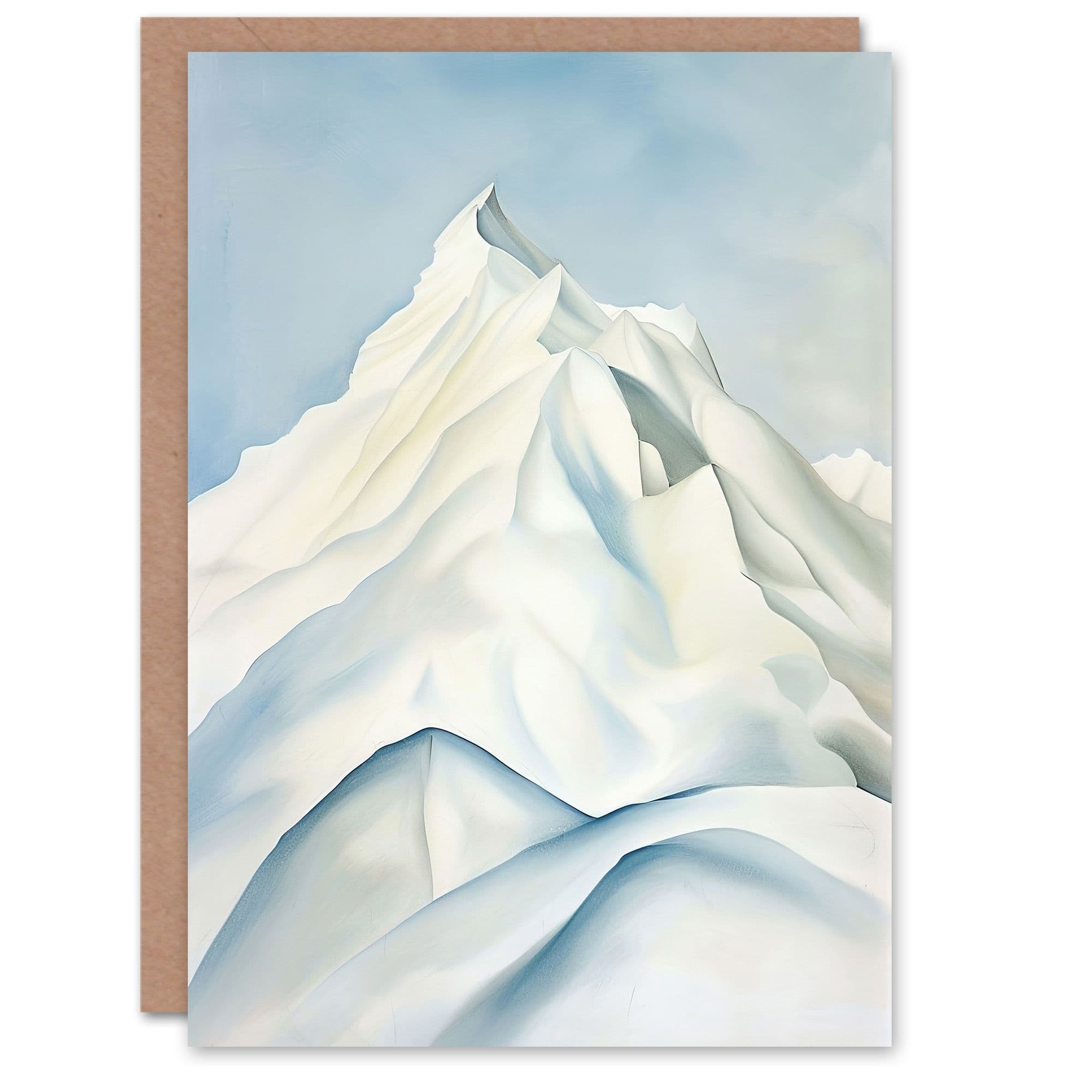Snowcapped Mountain Painting Icy Simple Greeting Card Birthday