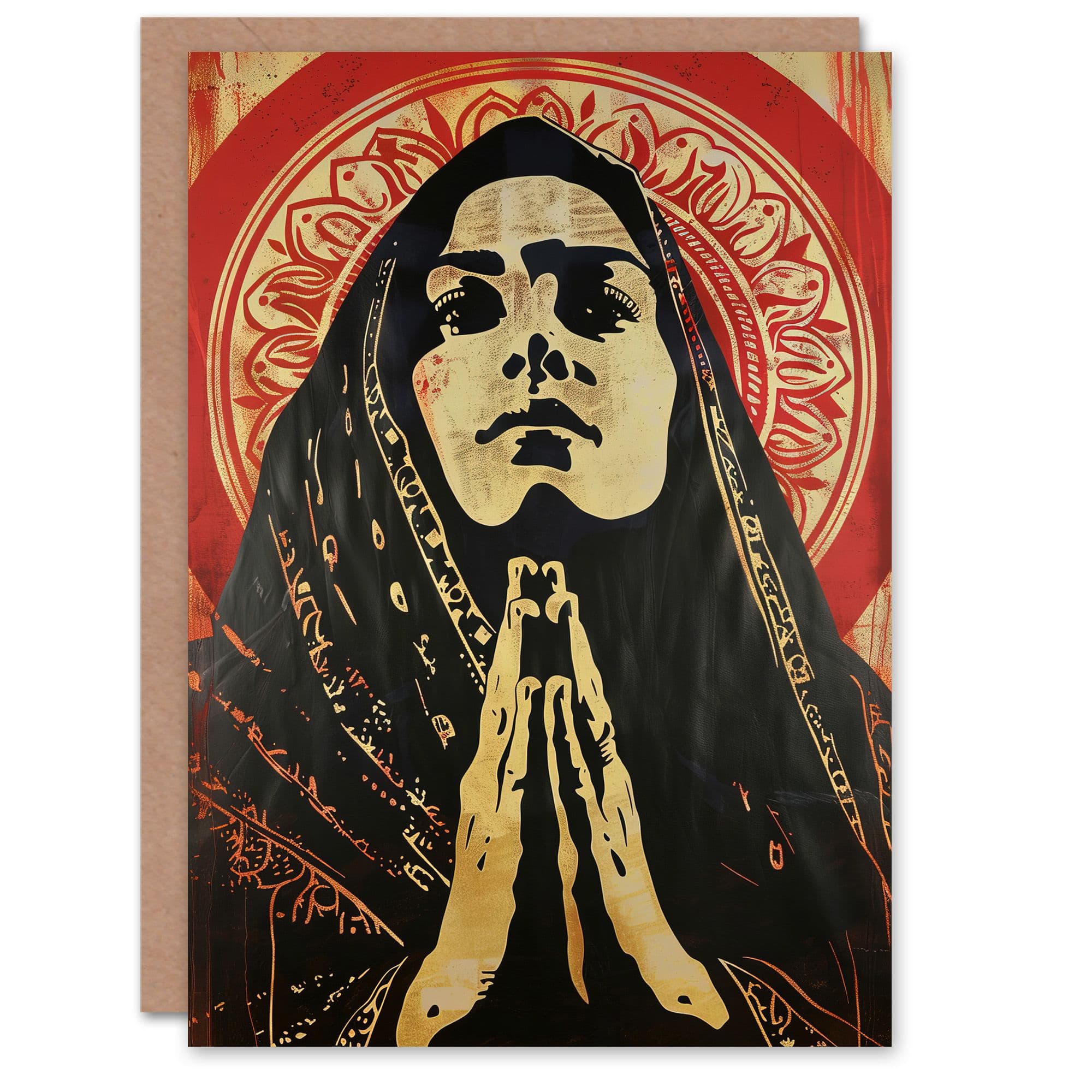 Woman in Prayer Artwork Religious Peace Powerful Greeting Card