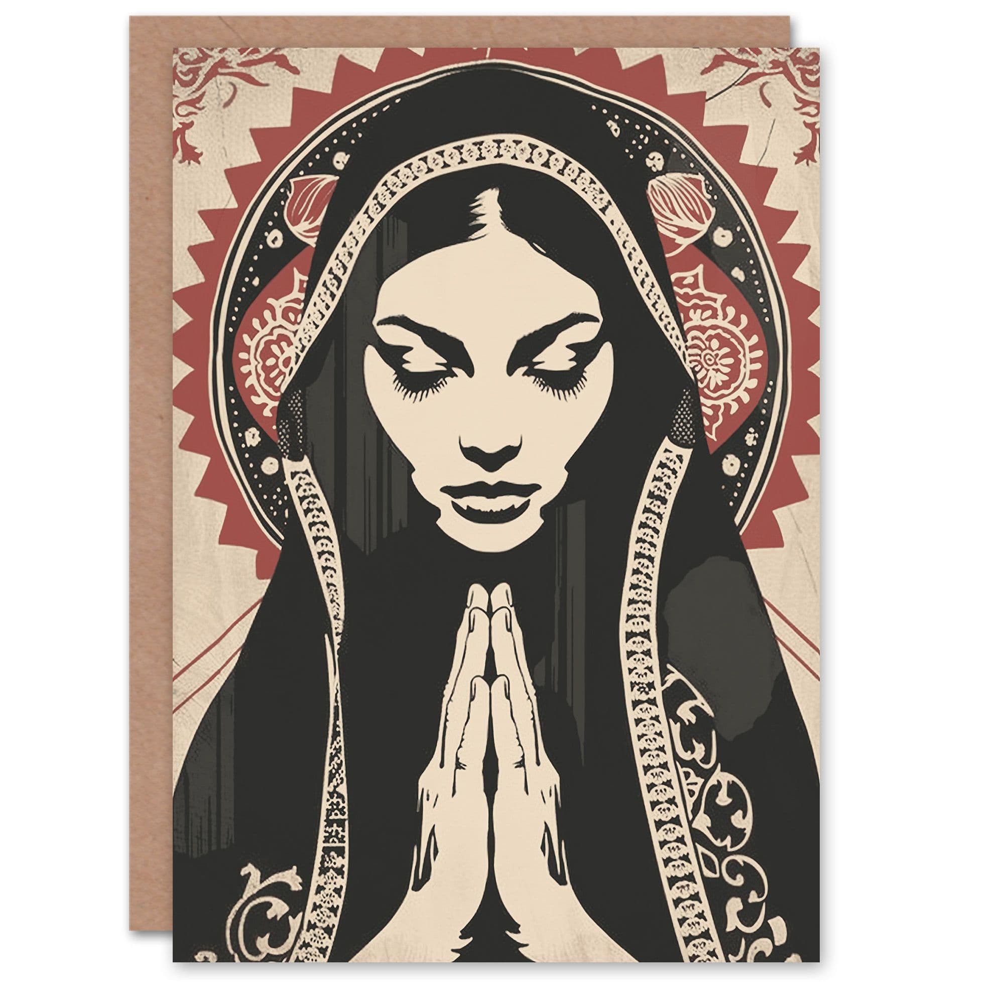 Prayer Artwork Catholic Peace Symmetry Greeting Card Birthday
