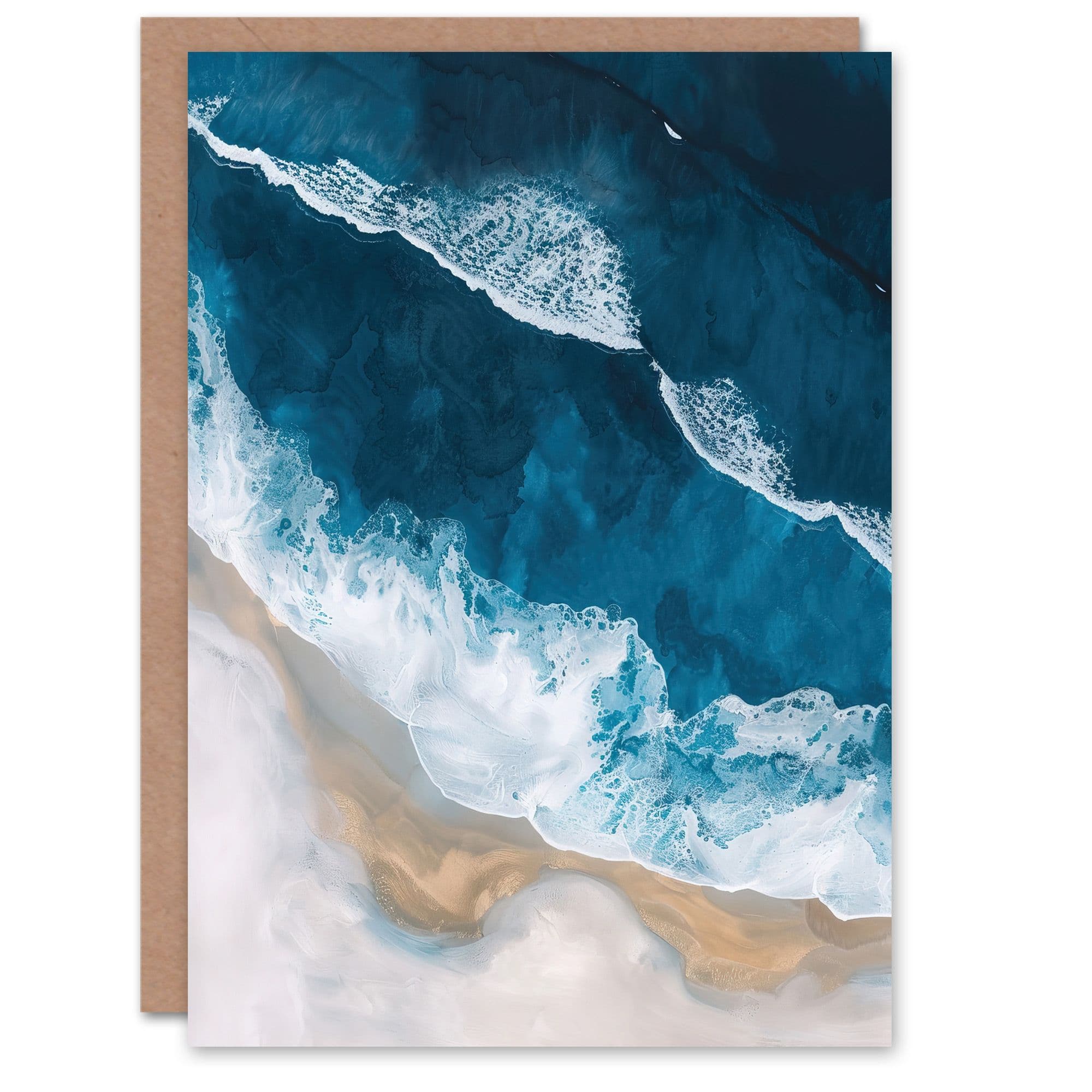 Waves on Beach From Above Artwork Coastal Calm Greeting Card Birthday