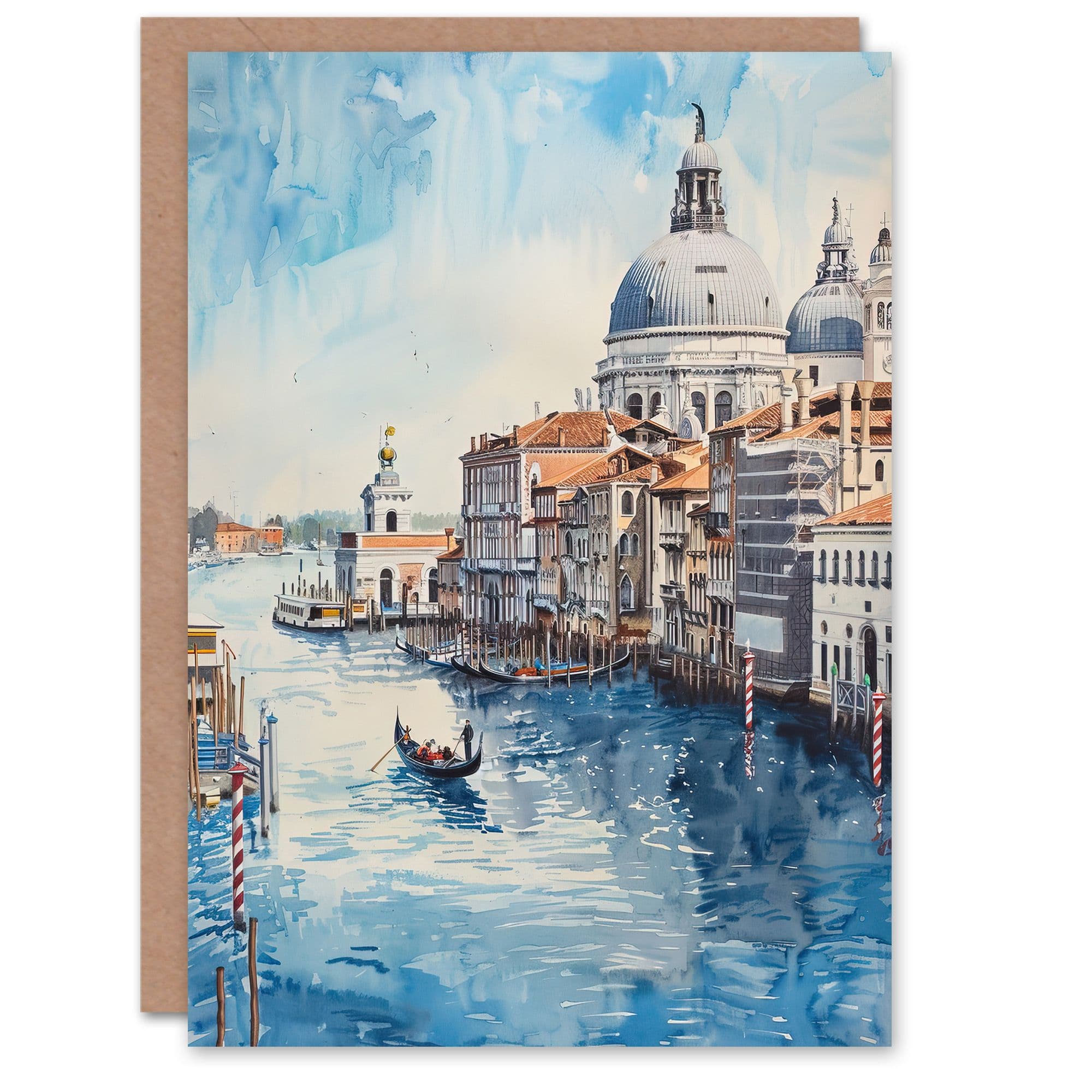 Venice Watercolour St Mark's Basilica Detailed Greeting Card Birthday