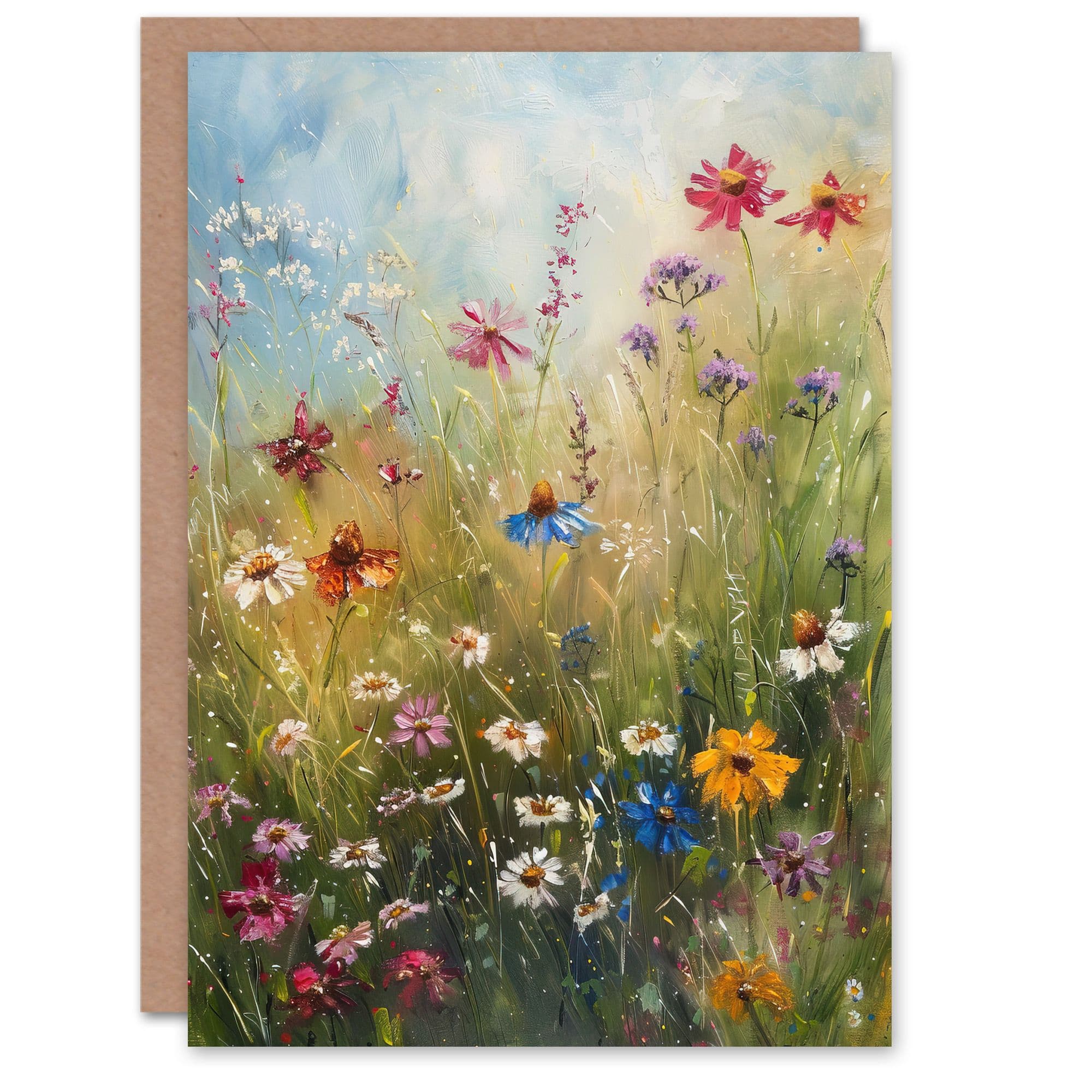 Spring Wildflowers Oil Painting Colourful Floral Greeting Card
