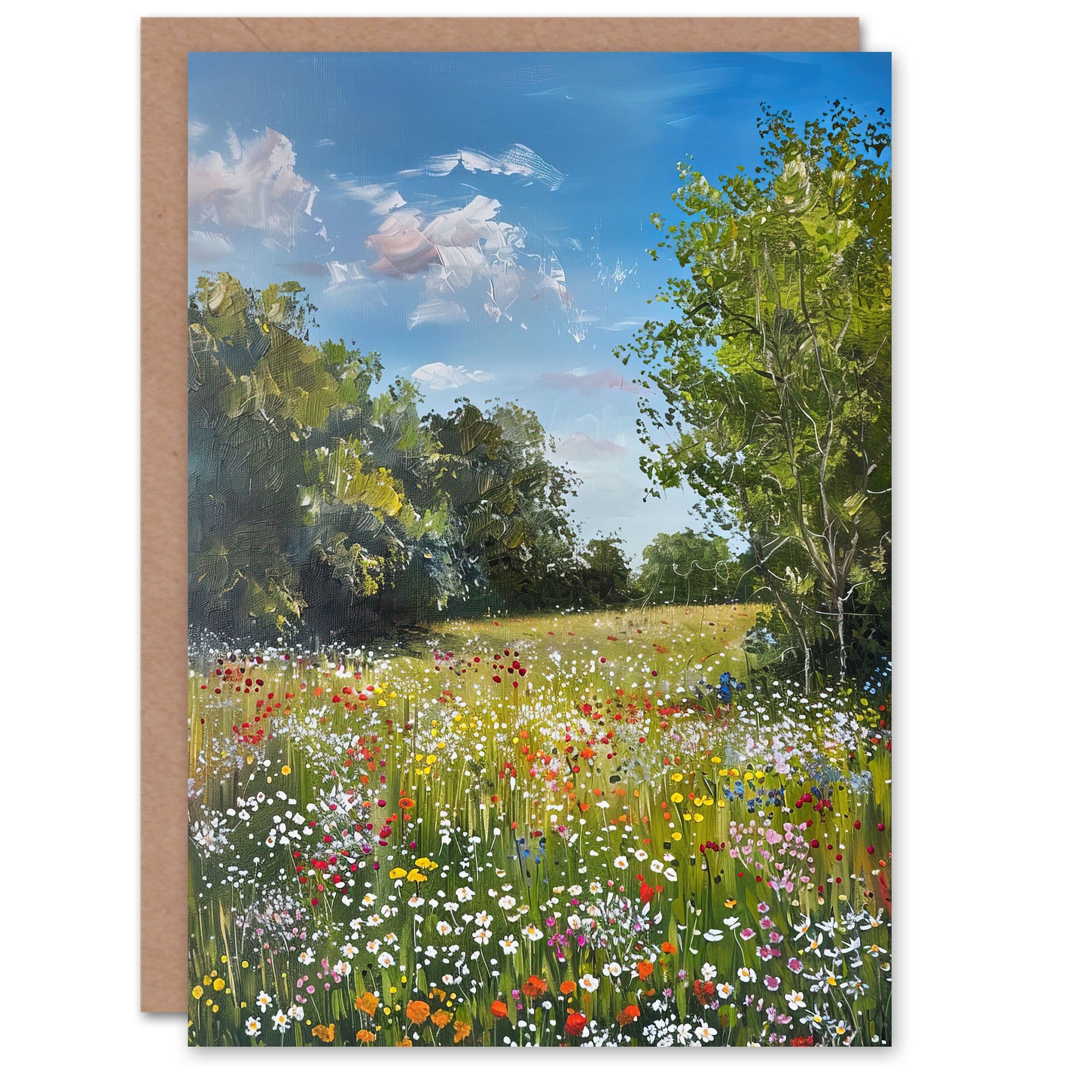 Summer Wildflower Meadow Landscape Summer Oil Greeting Card Birthday