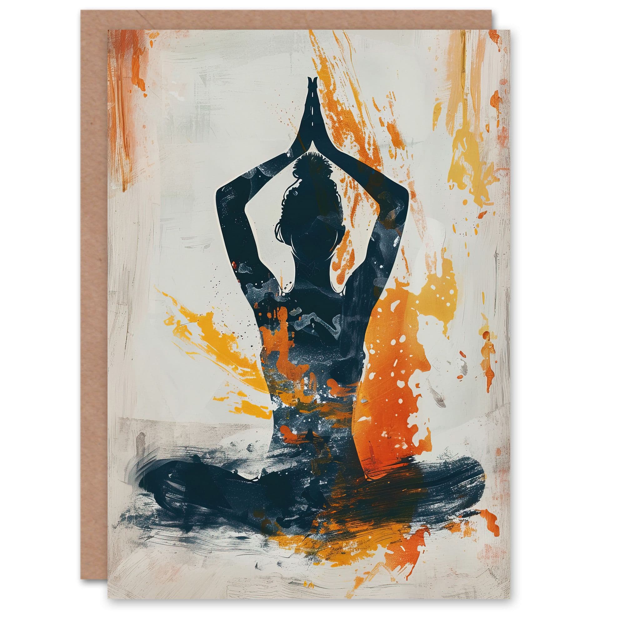 Abstract Painting Woman Yoga Pose Greeting Card Birthday