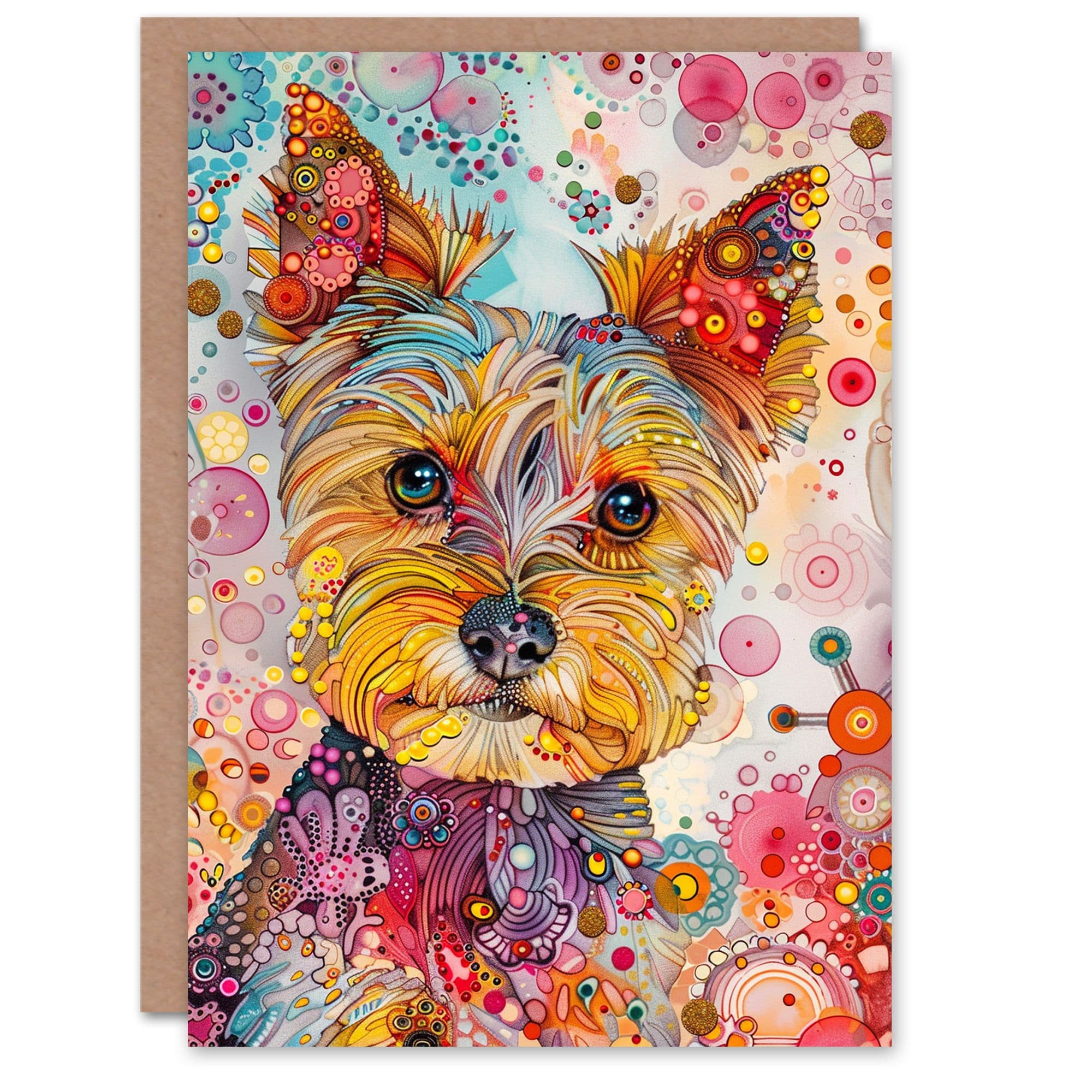 Birthday Card Yorkshire Terrier Dog Lover Cute Abstract Yorkie