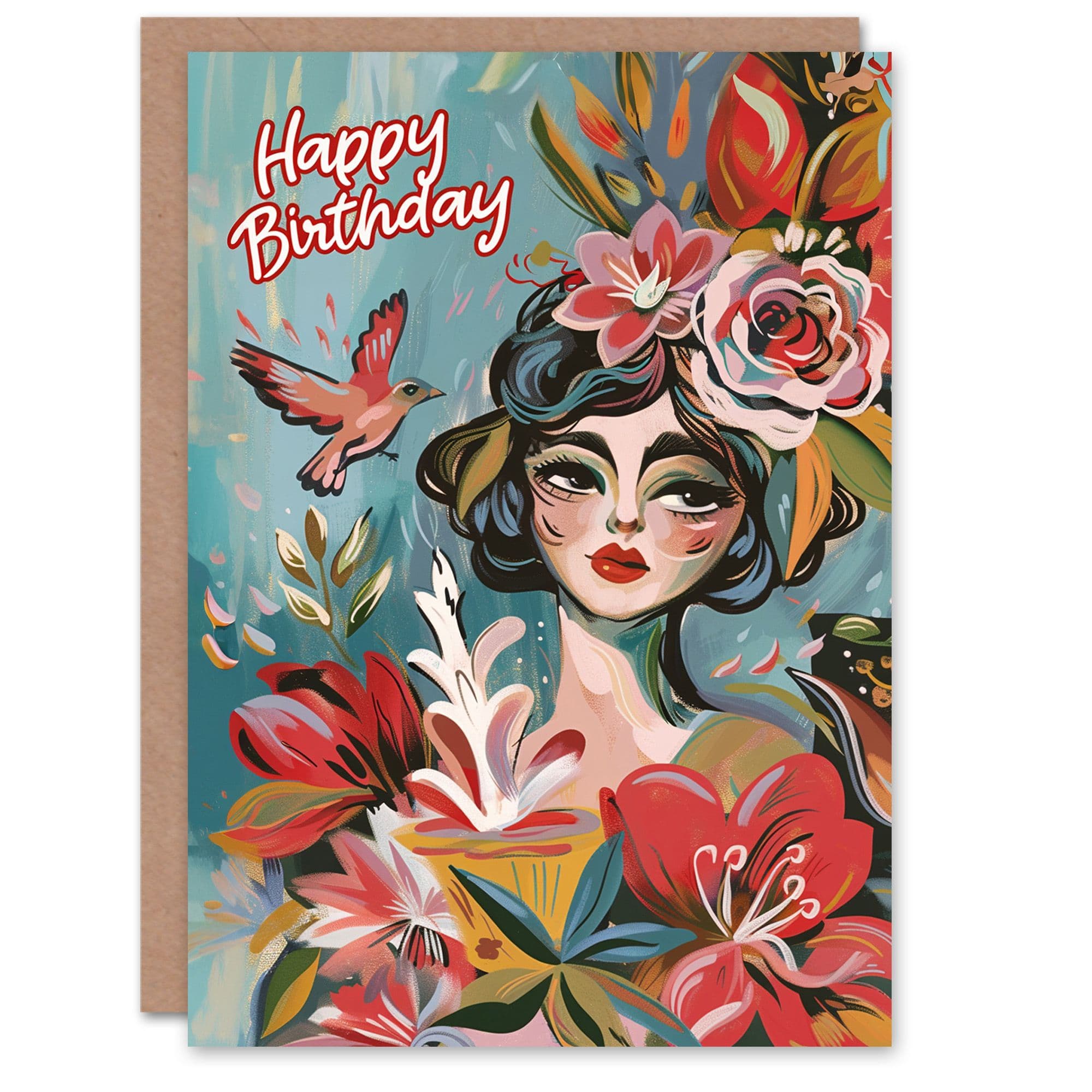 Birthday Card Tropical Flowers Exotic Beauty Floral Portrait